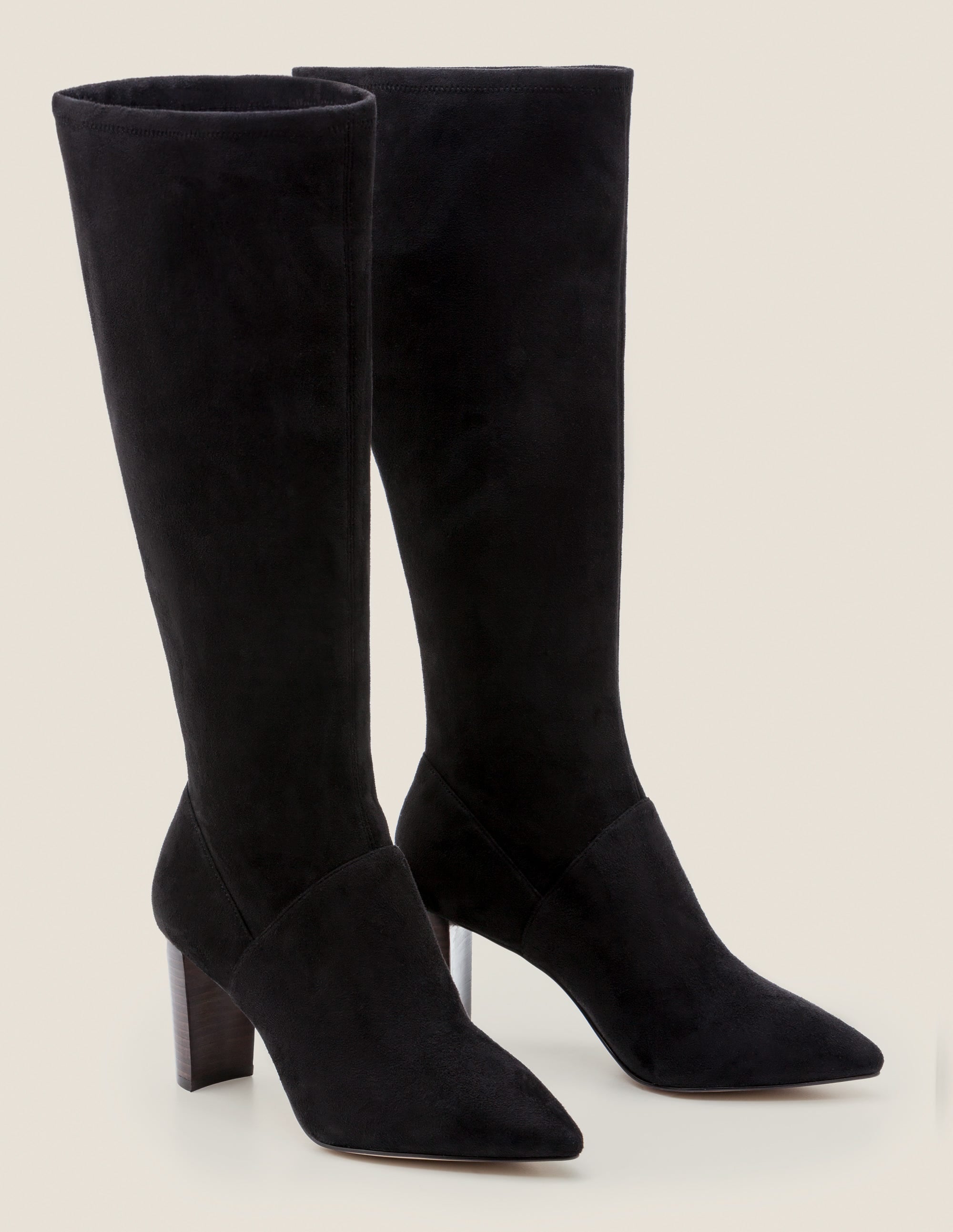 Pointed Toe Stretch Boots-Black - Image 1