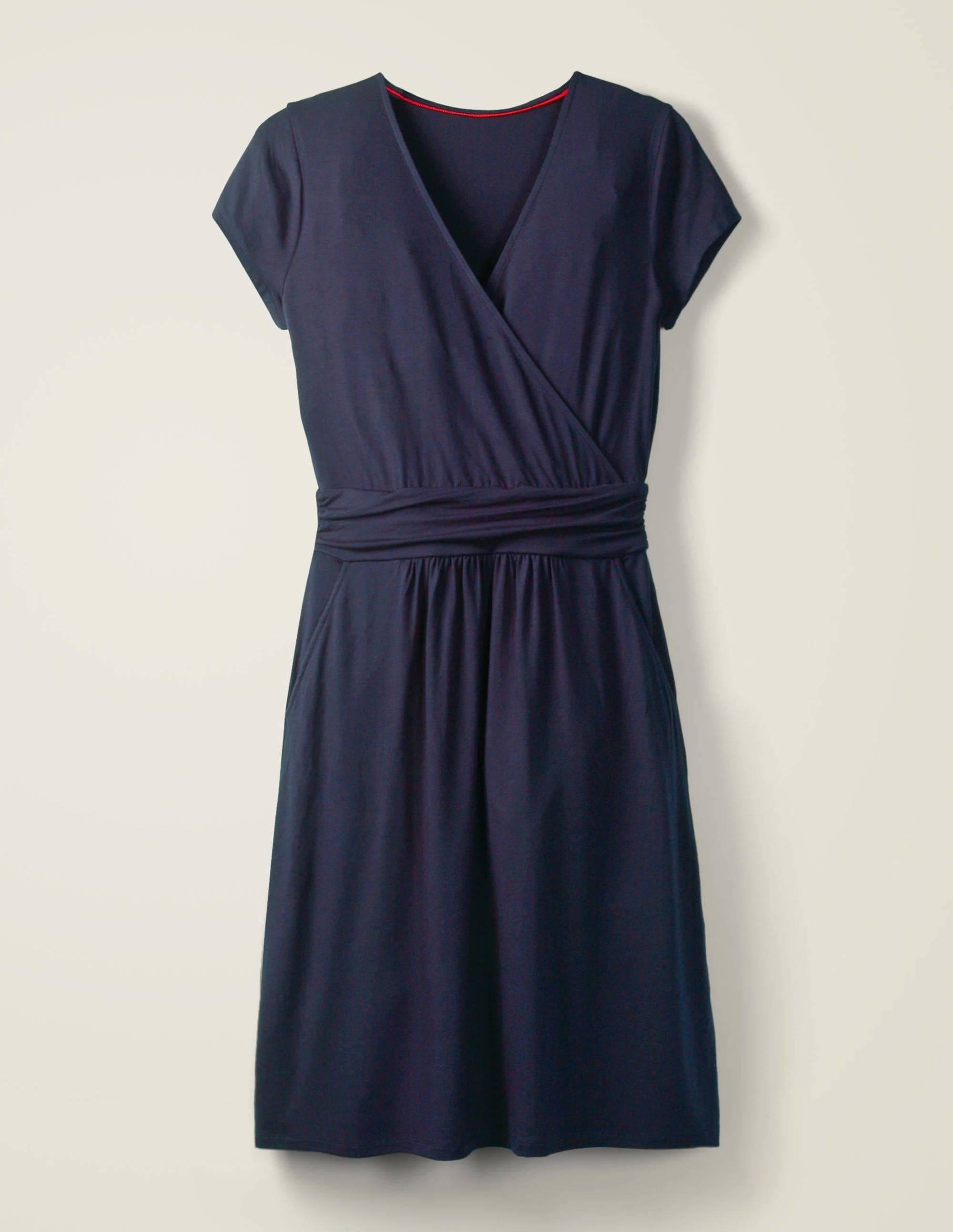 Lola Navy Jersey Wrap Dress-Navy - Image 6