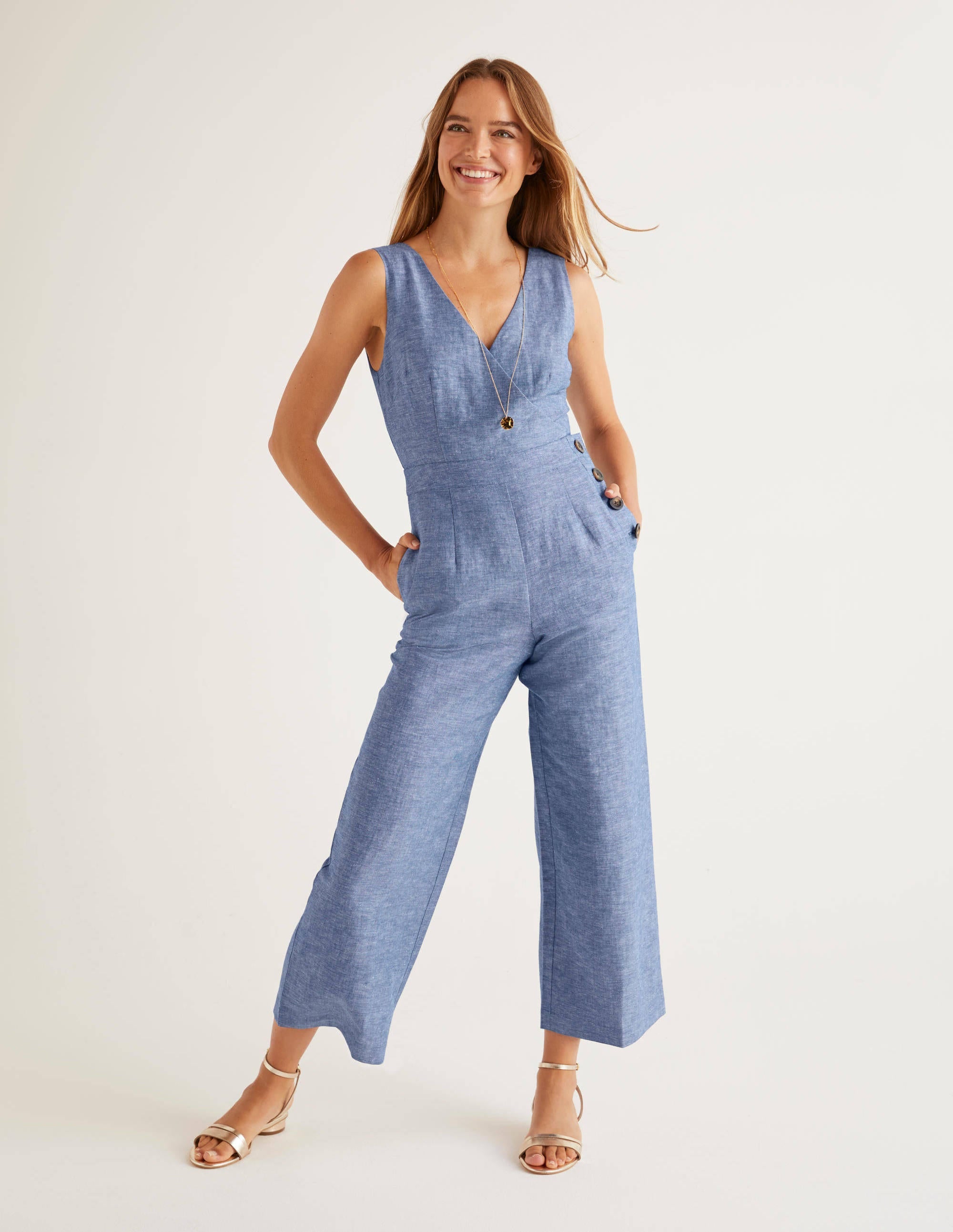 Dorothea Wrap Jumpsuit-Chambray - Image 5
