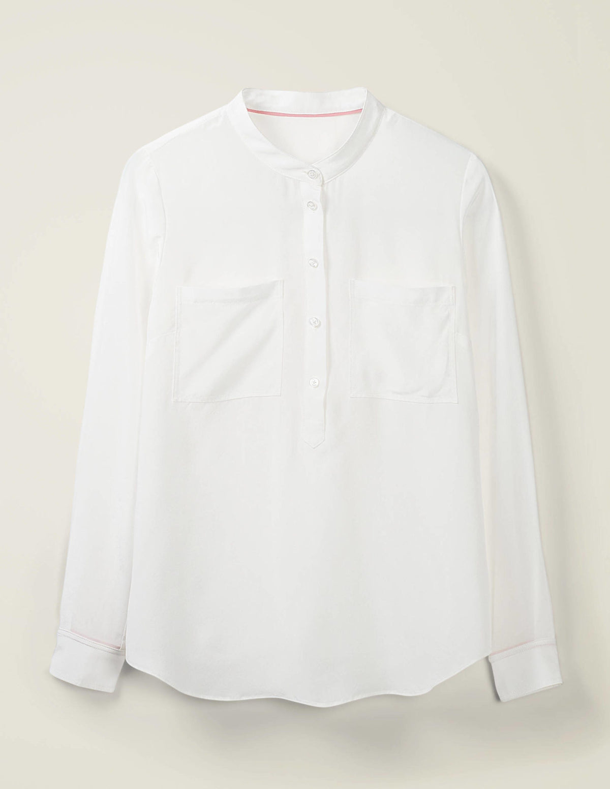 Silk Collarless Blouse-Ivory - Image 7