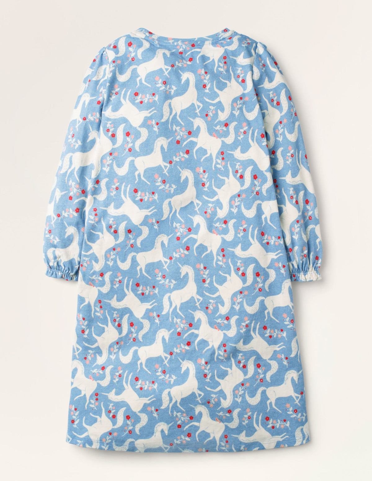 Printed Long-sleeved Nightie-Blue Unicorn Floral-2