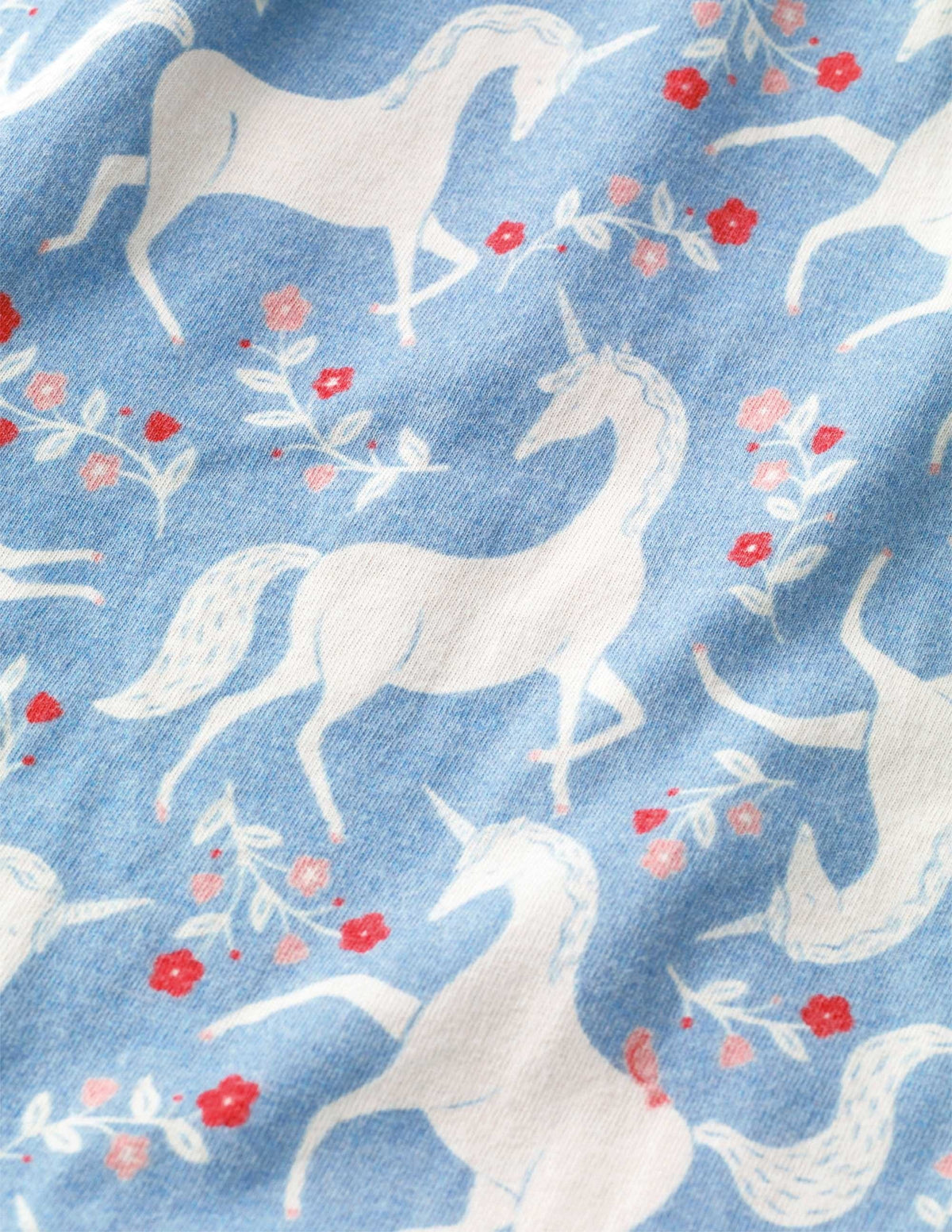 Printed Long-sleeved Nightie-Blue Unicorn Floral-3
