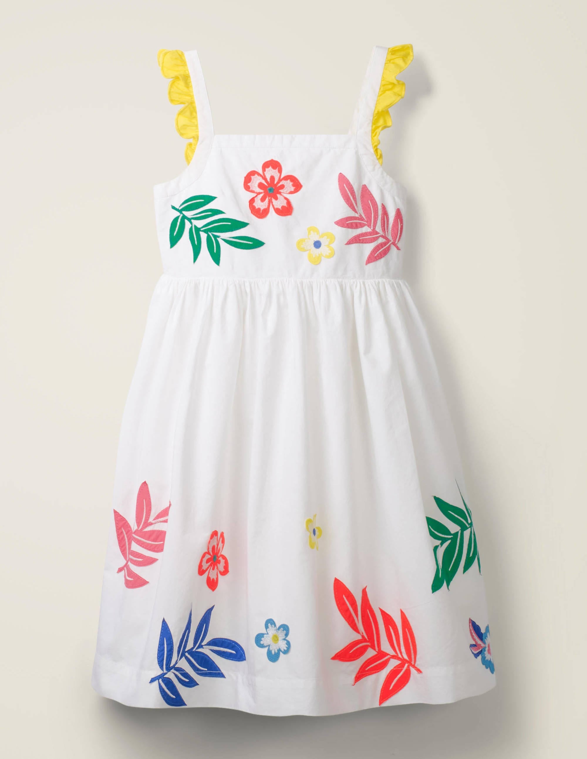Embellished Frill Sleeve Dress-White Floral - Image 1