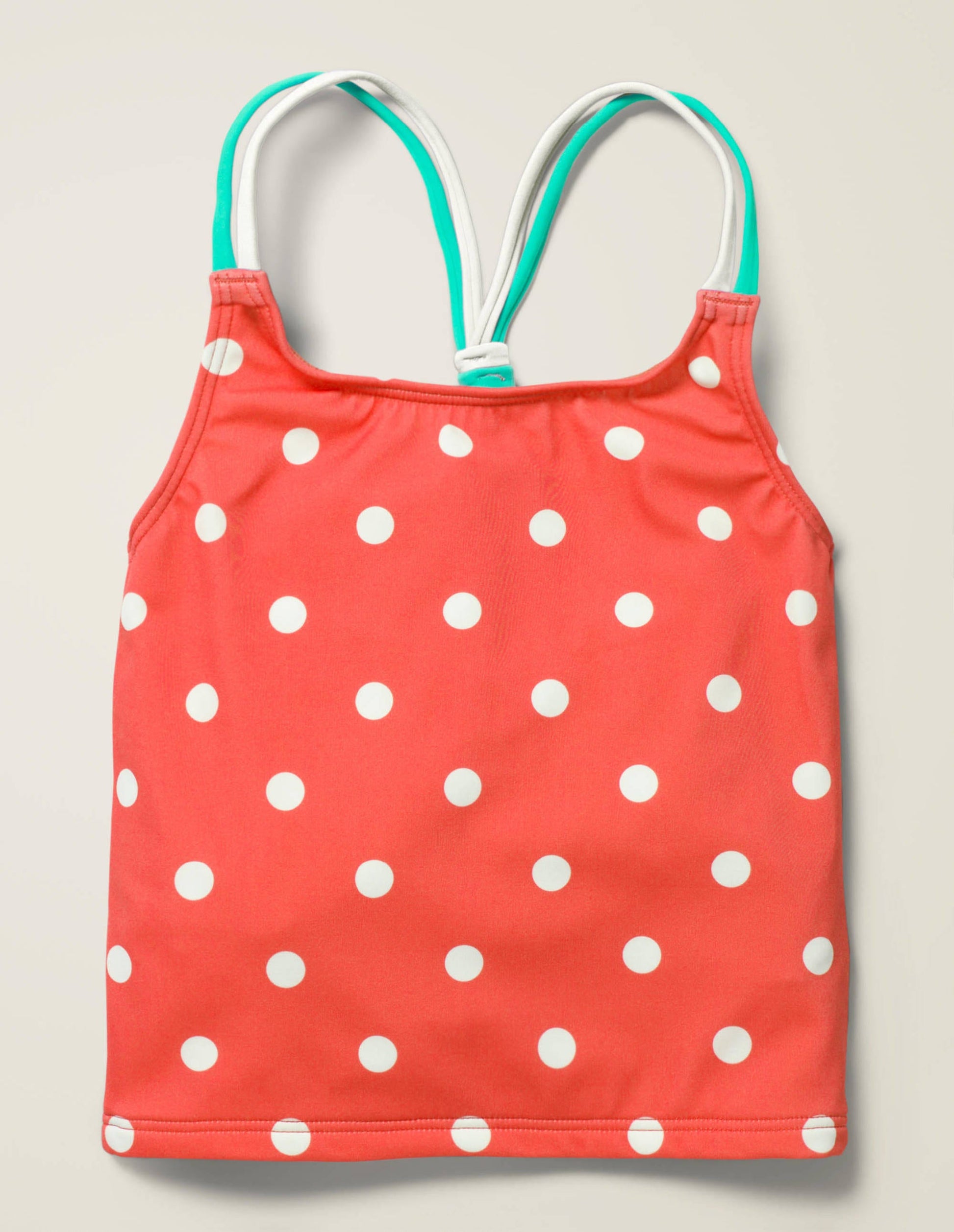 Patterned Tankini Top-Sunset Red/Ivory Spot-1