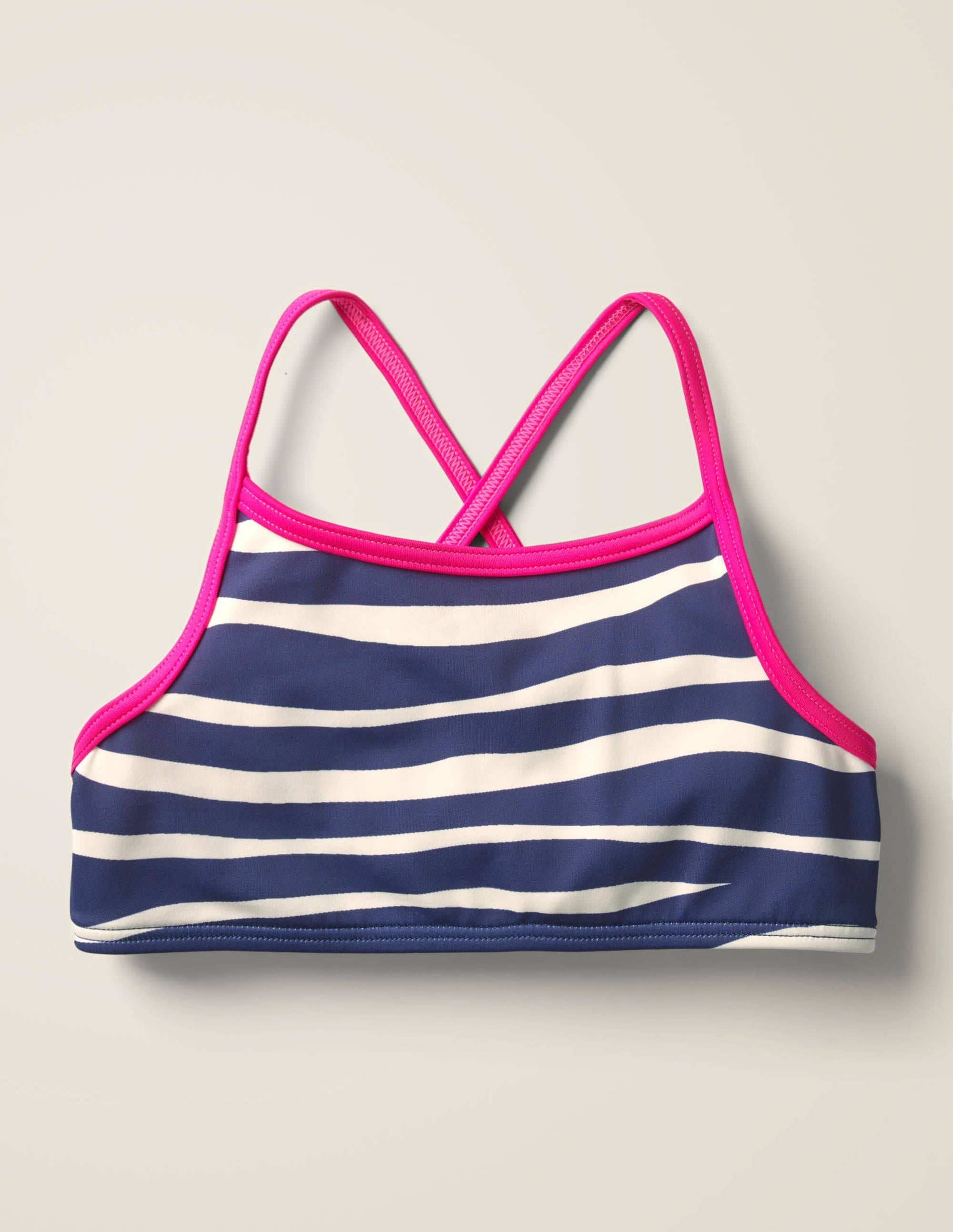 Patterned Bikini Top-Deep Sea Blue Zebra Stripe - Image 1