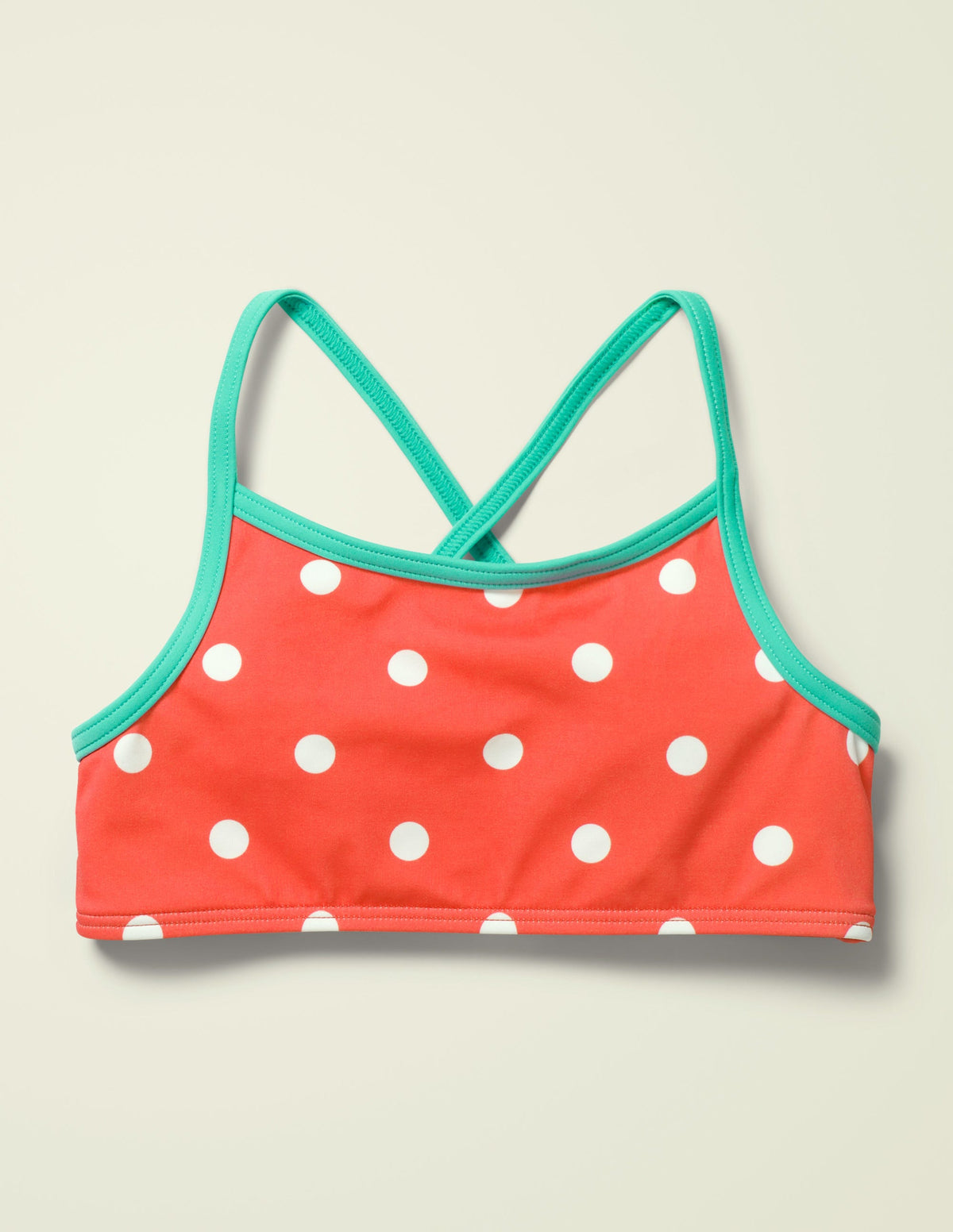 Patterned Bikini Top-Sunset Red/Ivory Spot-1