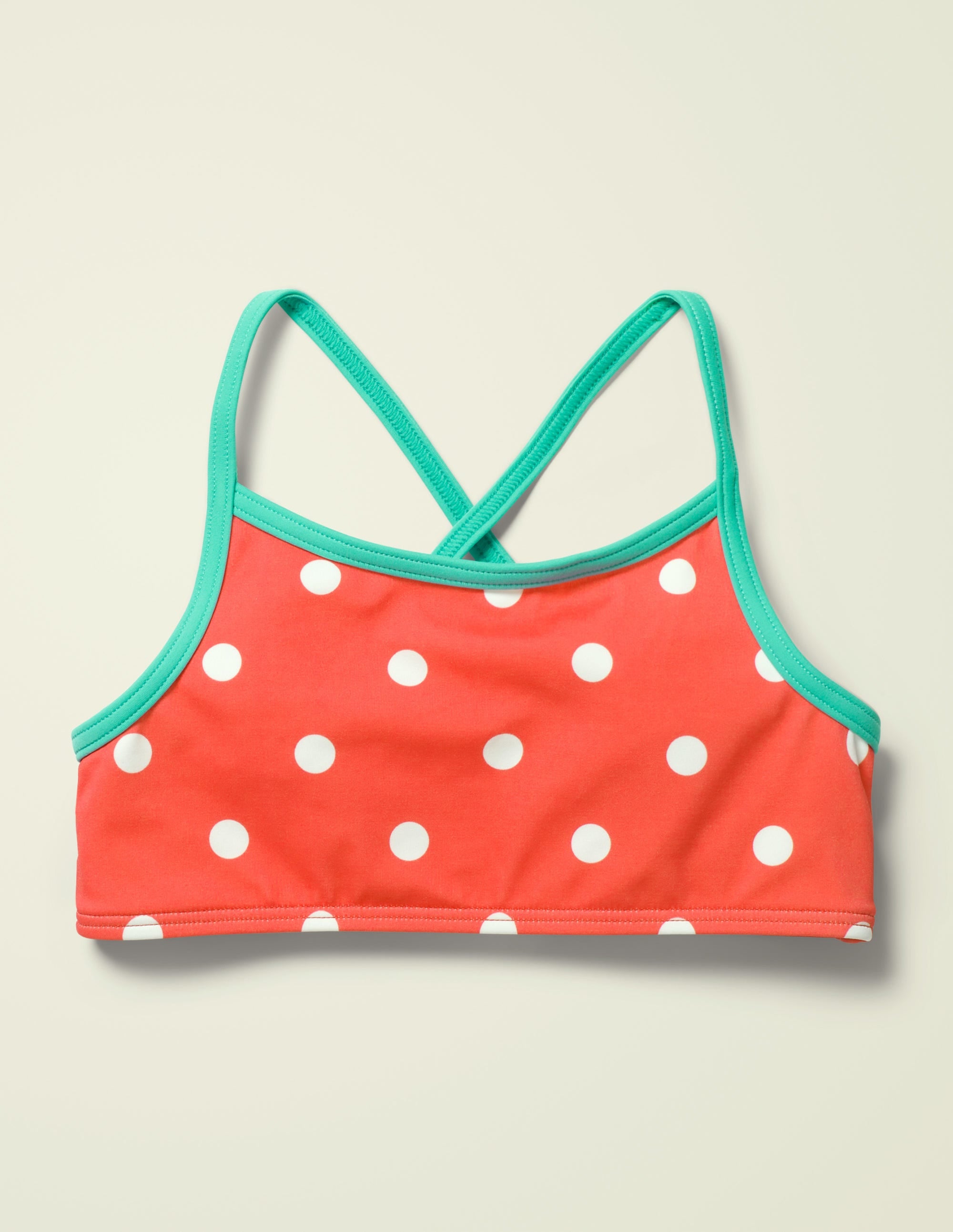 Patterned Bikini Top-Sunset Red/Ivory Spot - Image 1