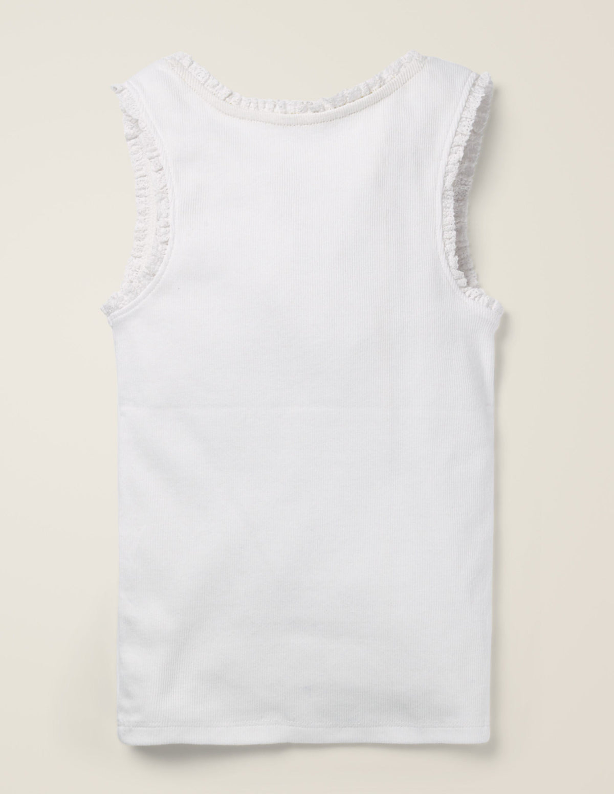 Lace Trim Ribbed Vest-White - Image 2