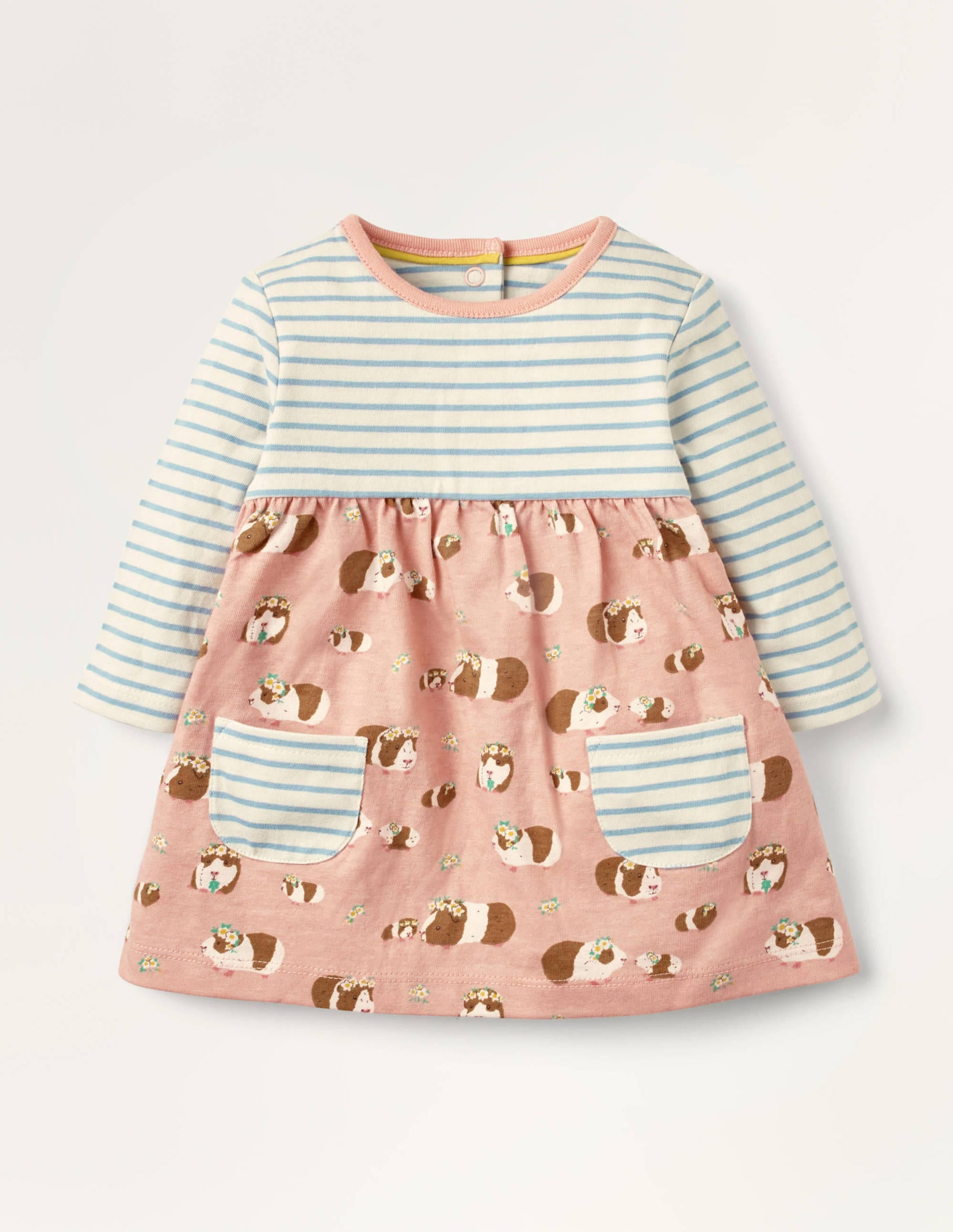 Jersey Hotchpotch Dress-Chalky Pink Baby Guinea - Image 1