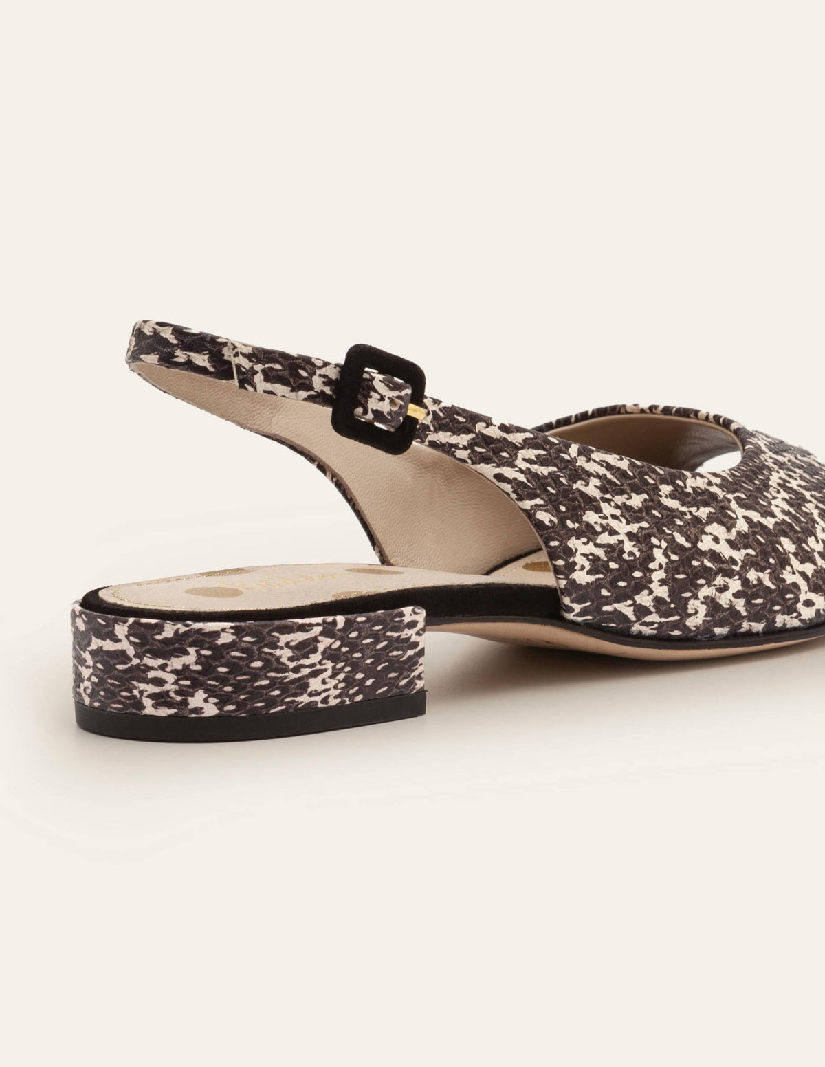 Ivy Low Heel Slingbacks-Black/White Snake - Image 2