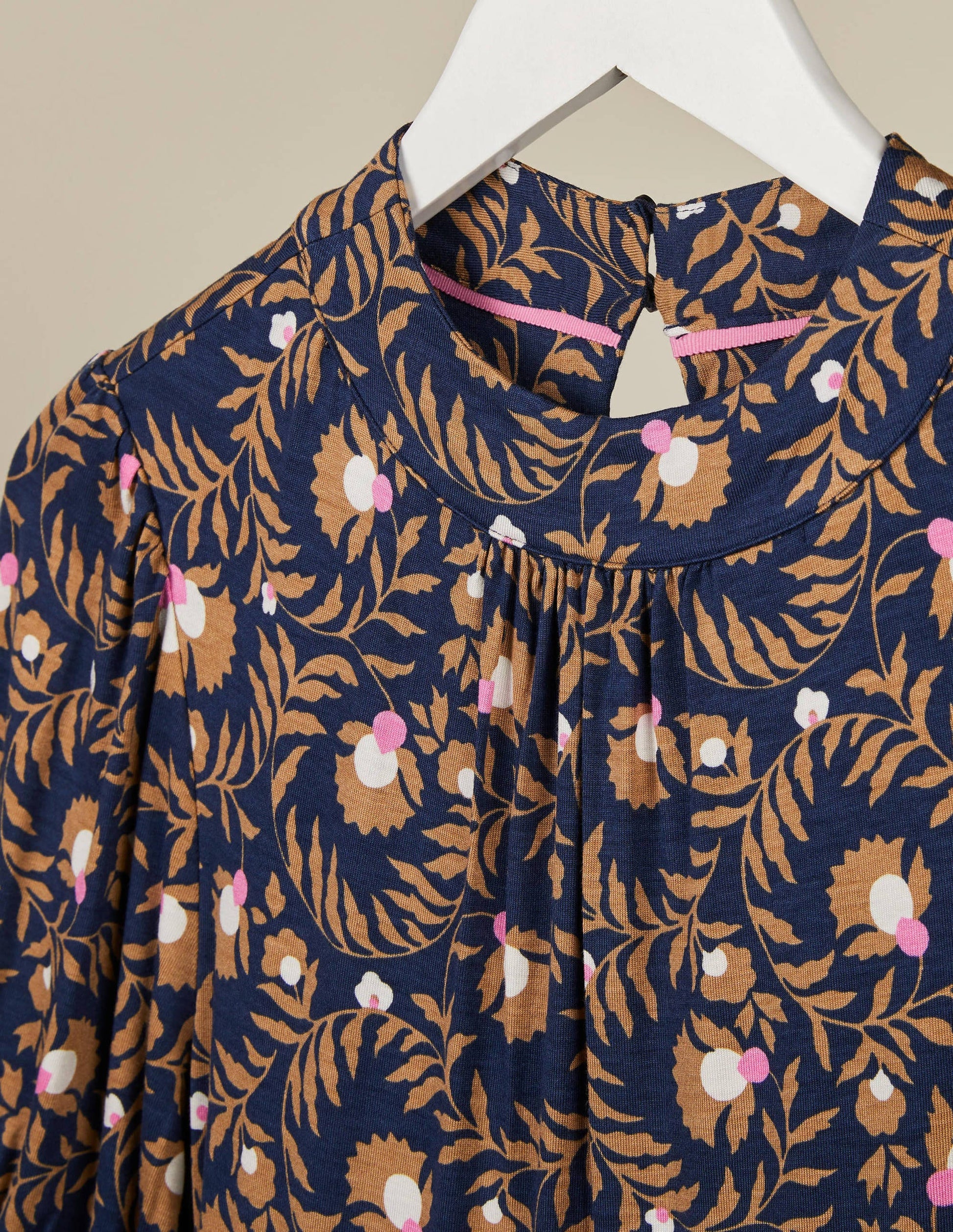 Flora Jersey Puff Sleeve Dress-Navy, Wild Bramble-5