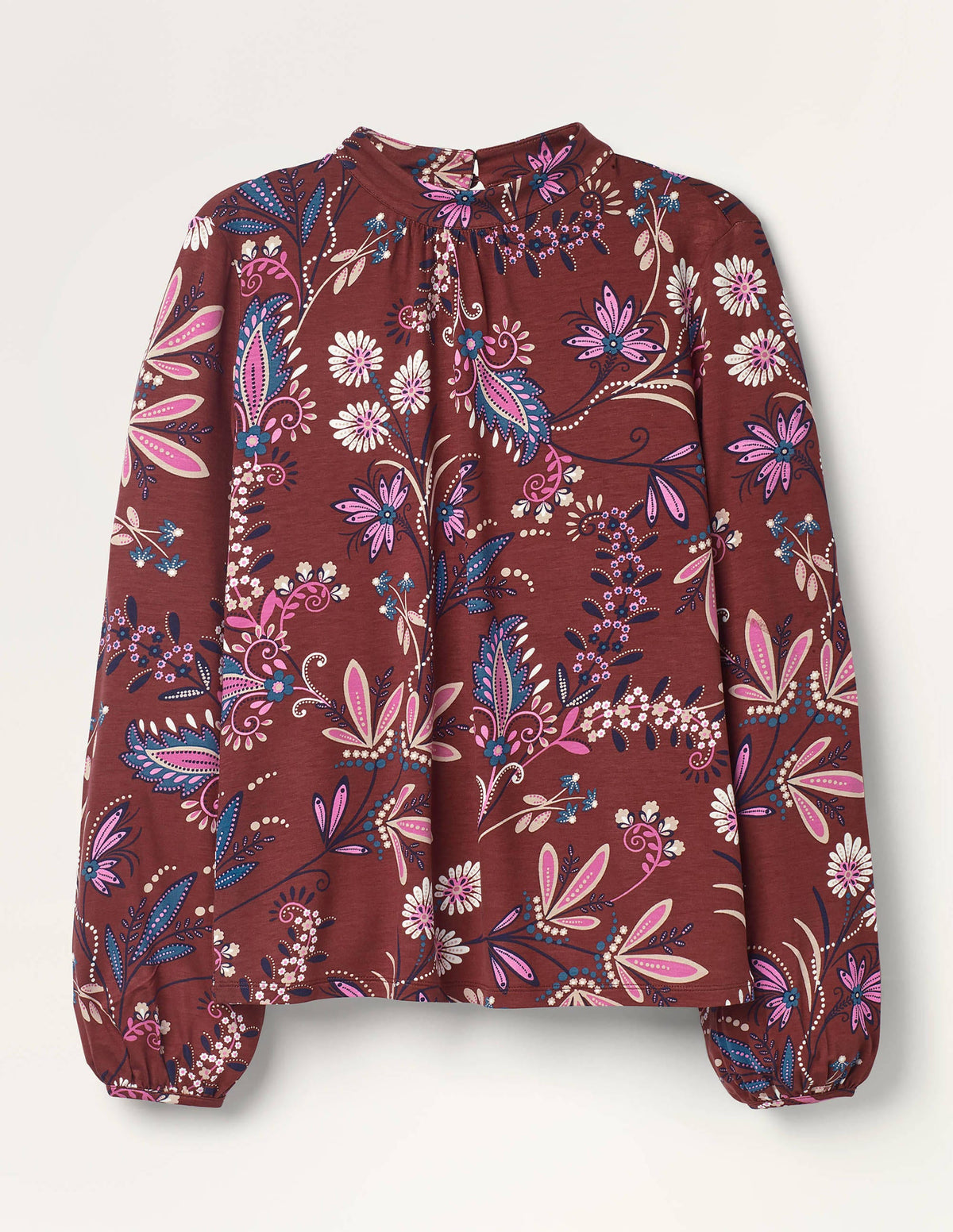 Natasha Jersey Top-Maroon, Heritage Bloom-5