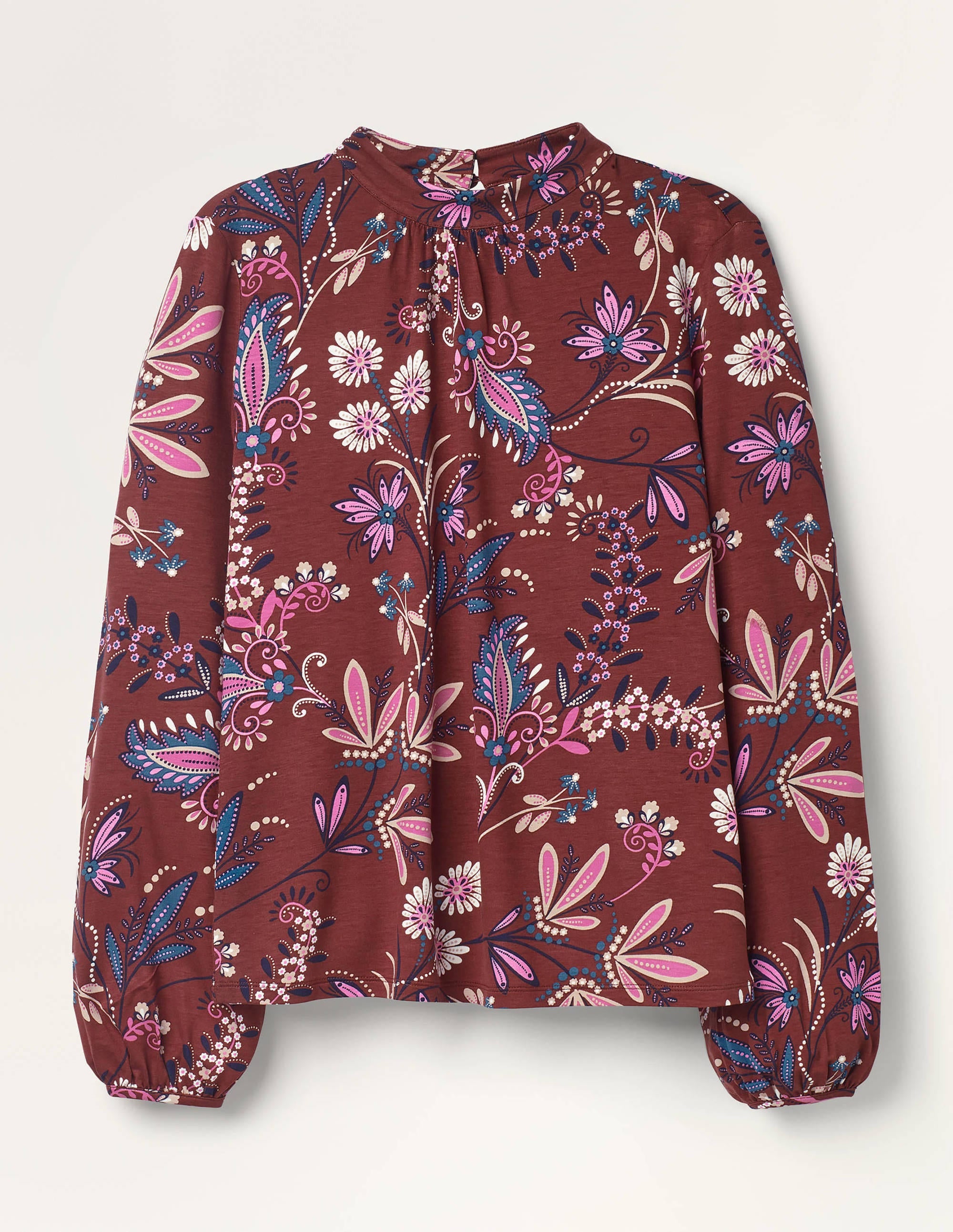Natasha Jersey Top-Maroon, Heritage Bloom - Image 5