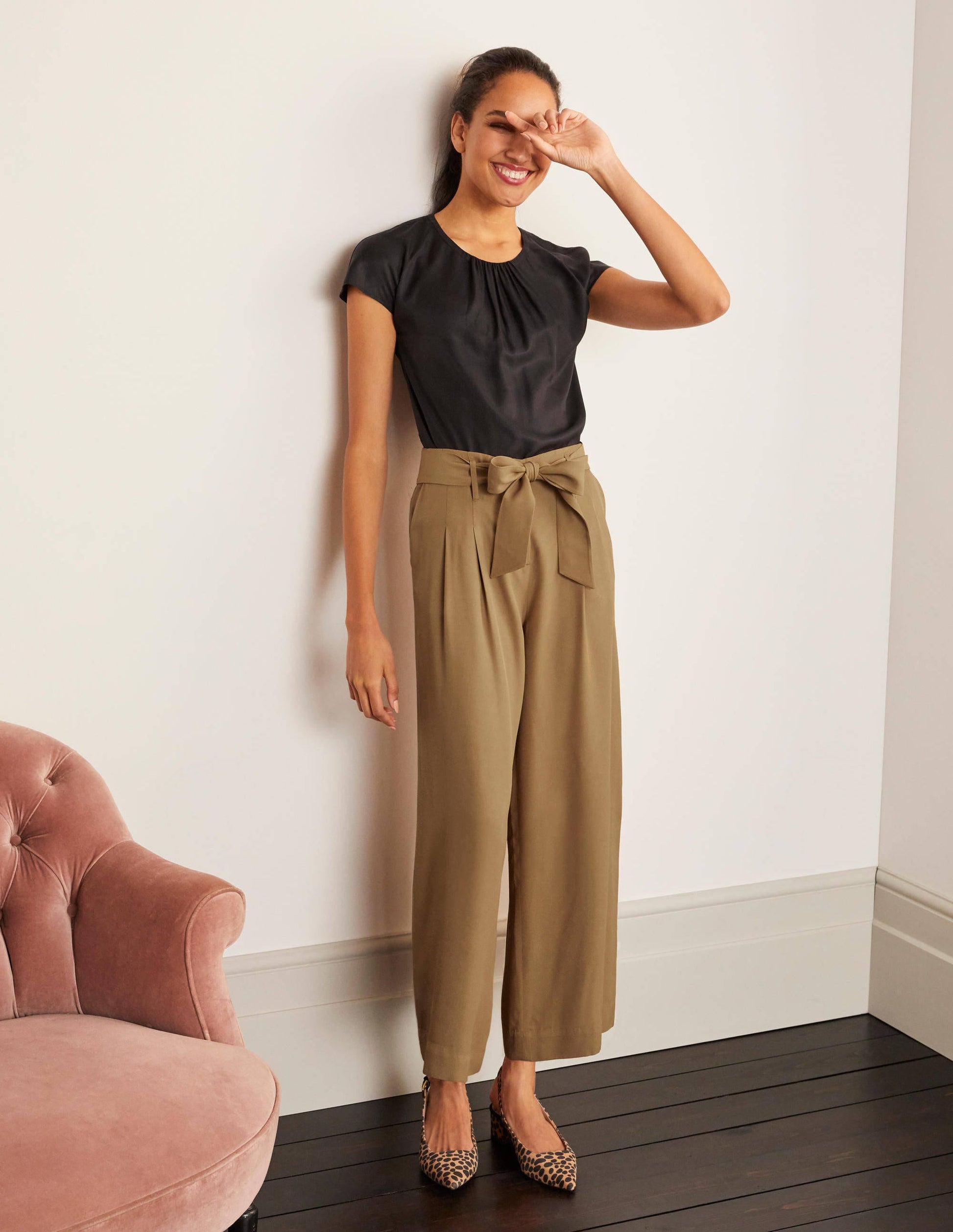Melville Tie Waist Culottes-Camel-3