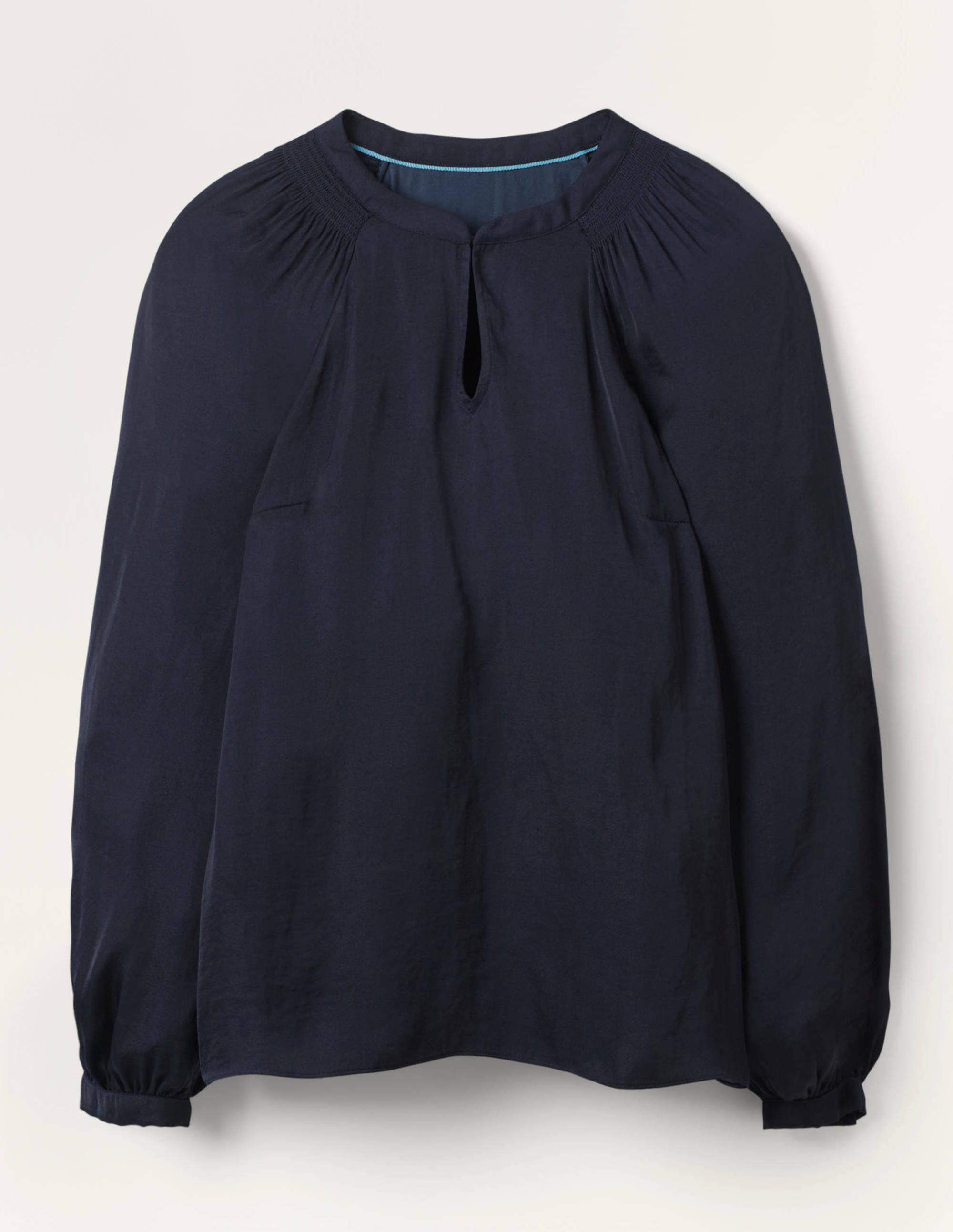 Kitty Smocked Neck Blouse-Navy - Image 4