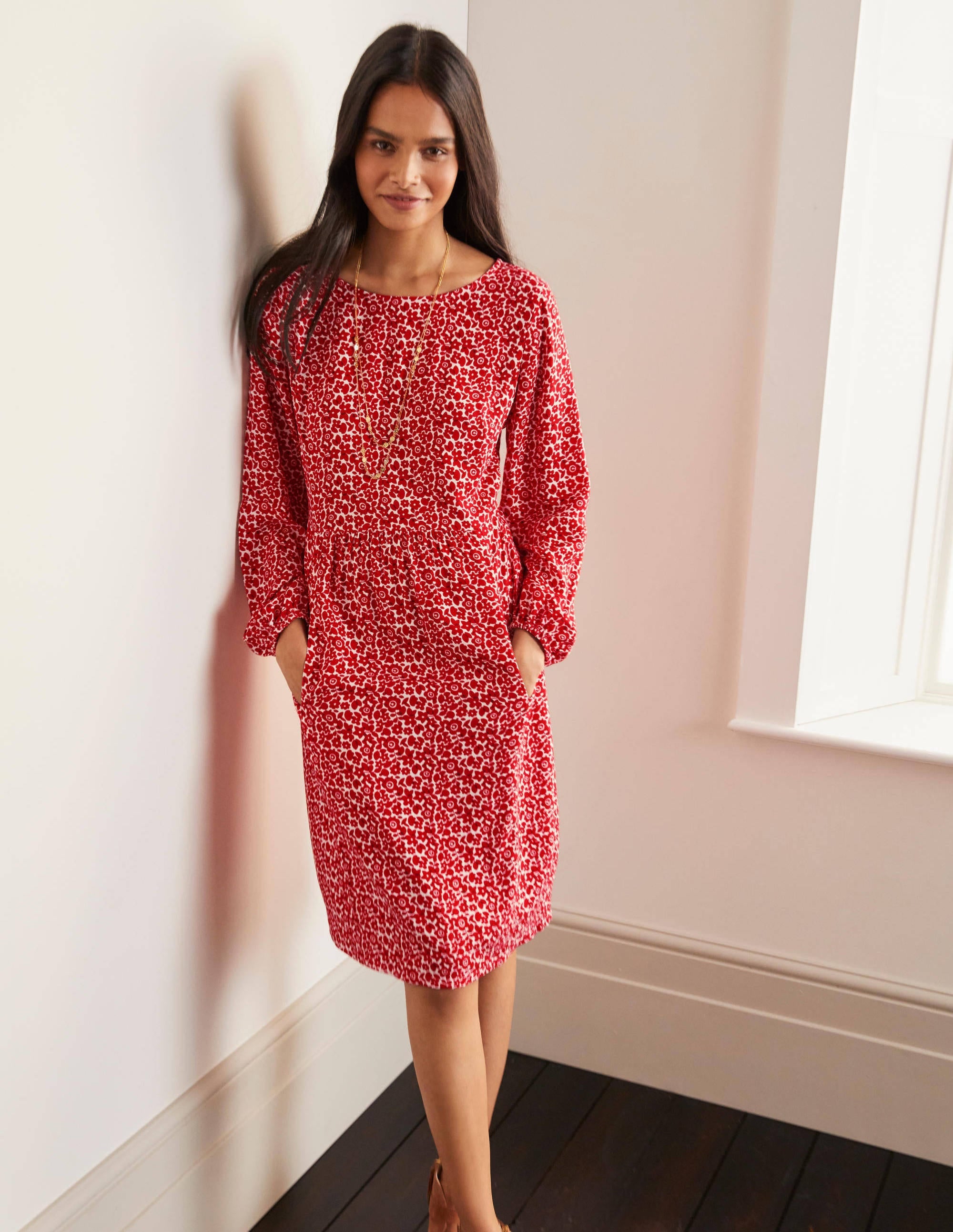 Serena Dress-Cherry Red, Ditsy Pop Small - Image 1