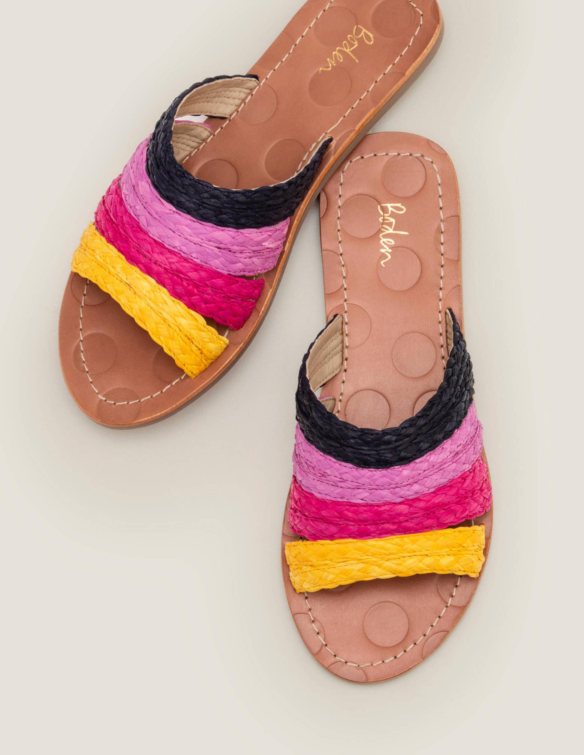 Leonora Raffia Slides-Multi-1