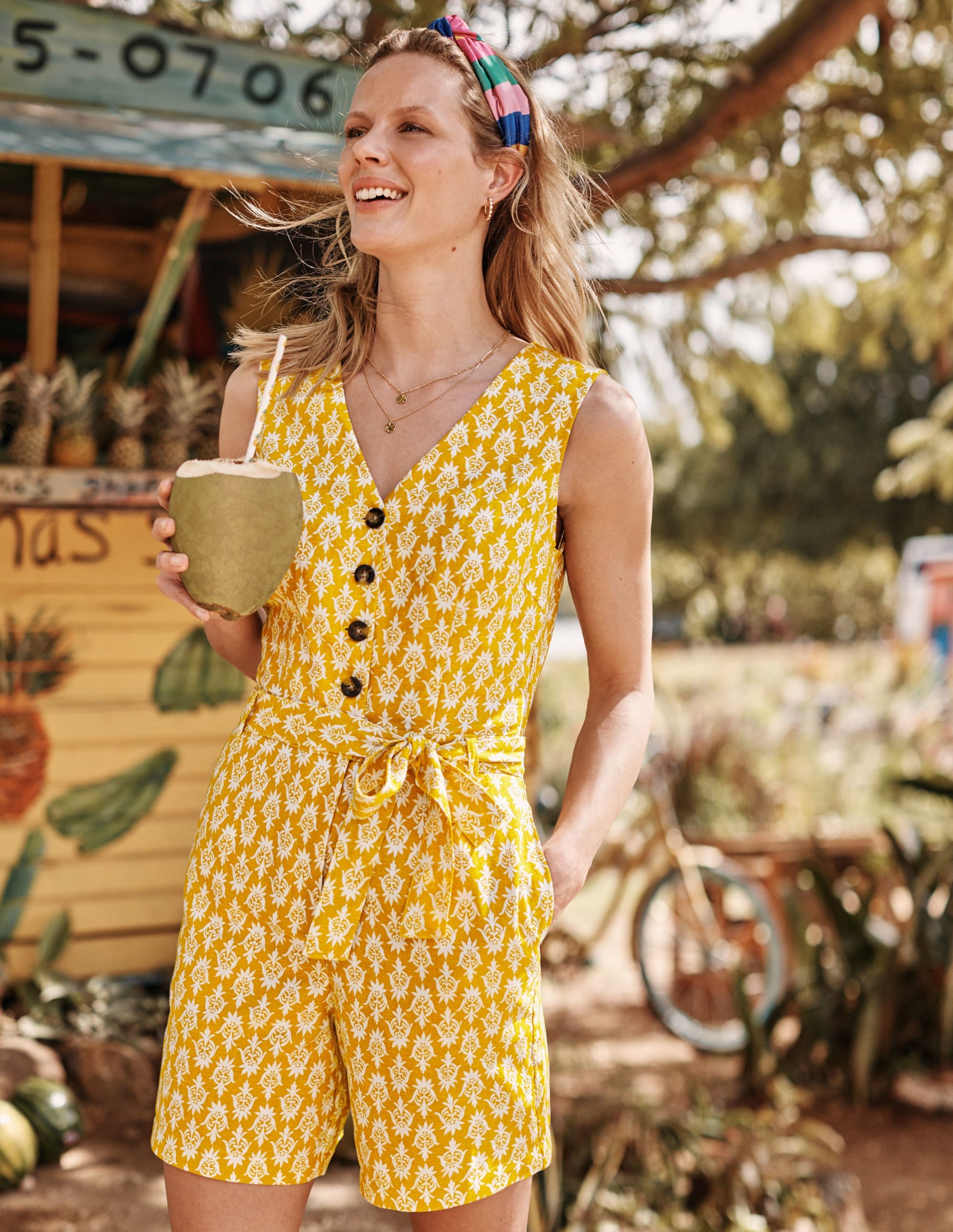 Verity Playsuit-Yellow Woodblock-4