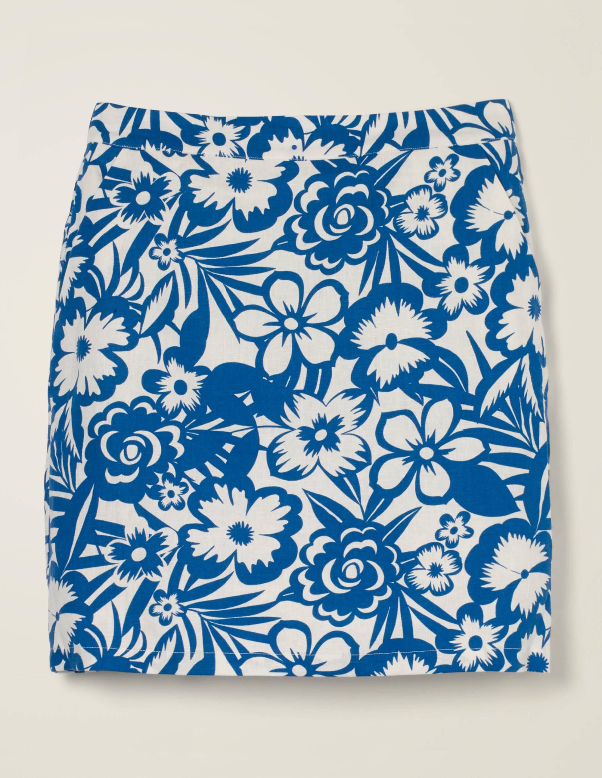 Lathbury Linen Mini Skirt-Blue Floral - Image 5