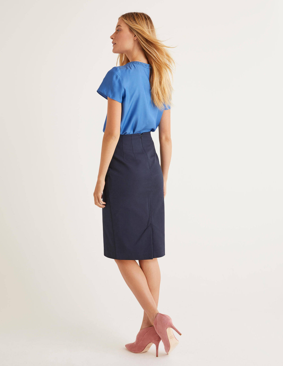 Kensington Pencil Skirt-Navy - Image 3