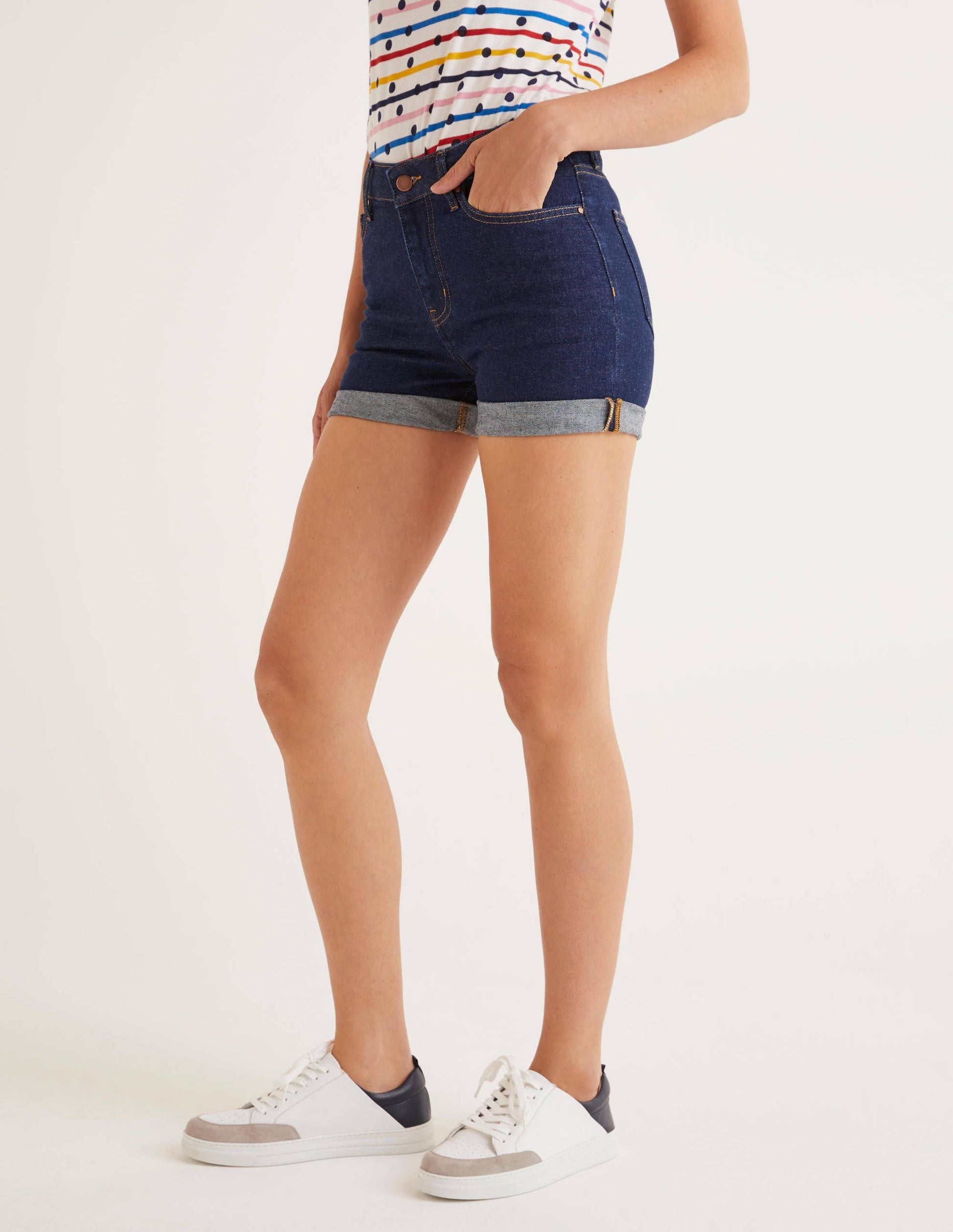 Kynance Denim Shorts-Indigo-1