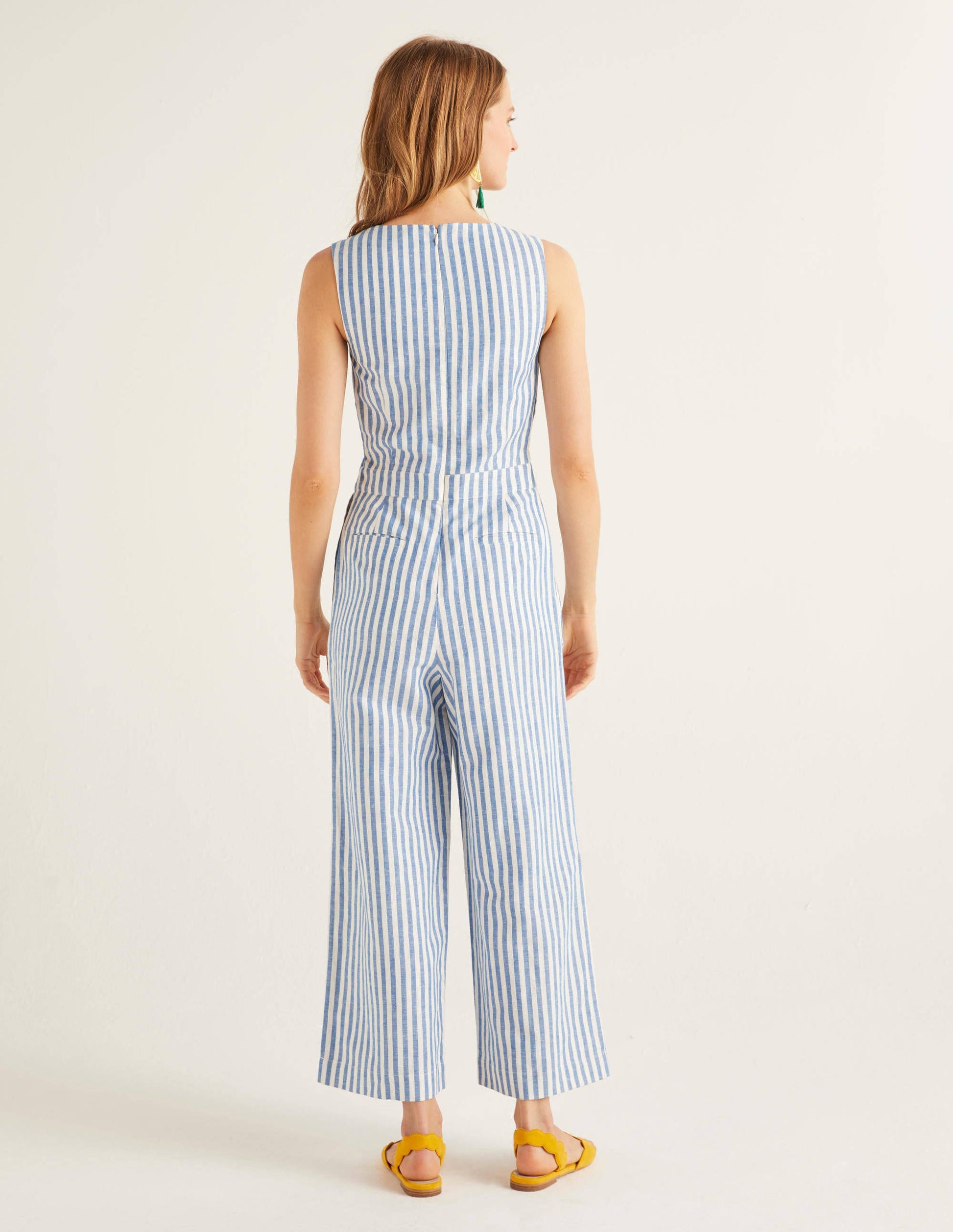 Dorothea Wrap Jumpsuit-Bold Blue Ivory Stripe-3