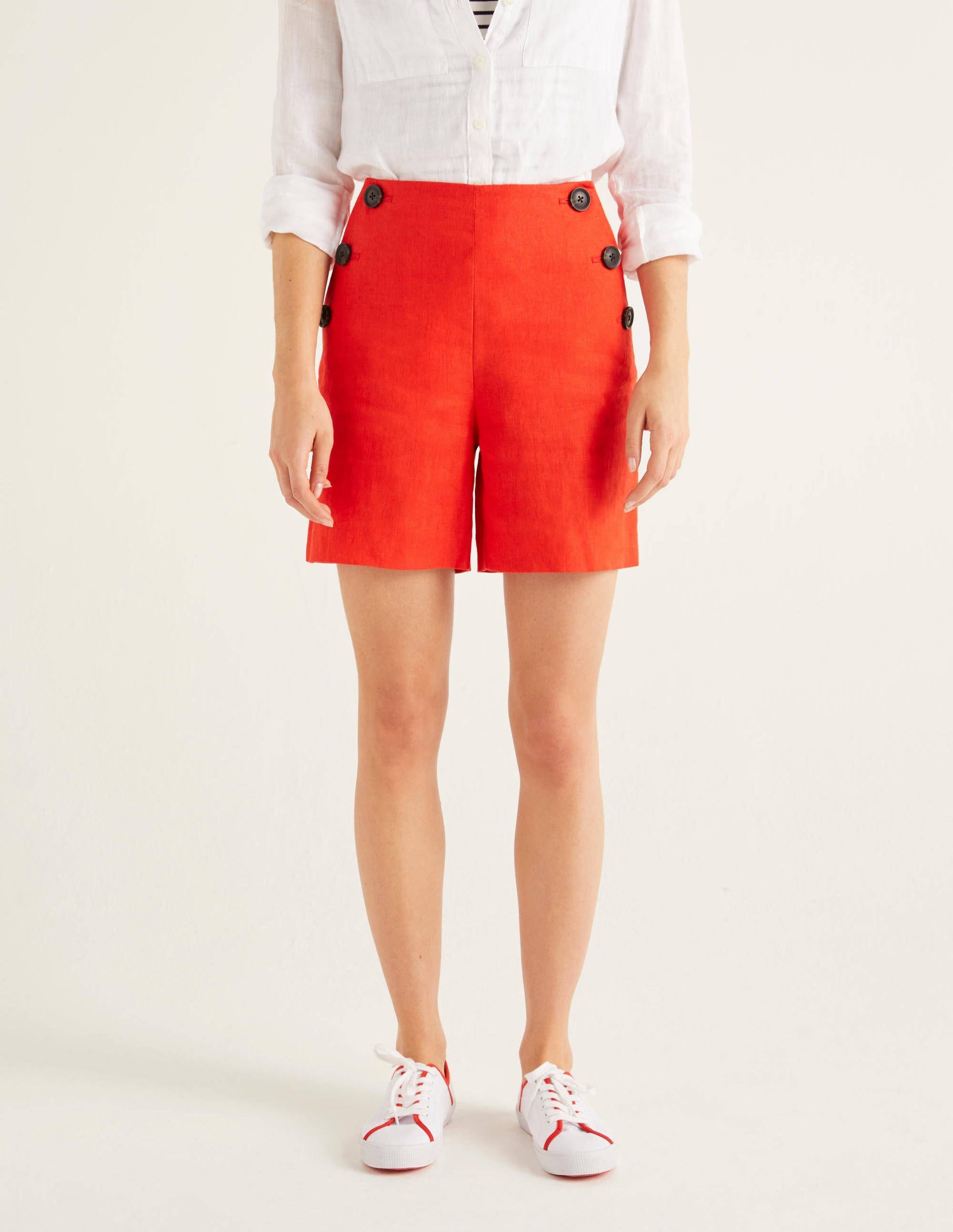 Falmouth Linen Shorts-Orange Sunset-1