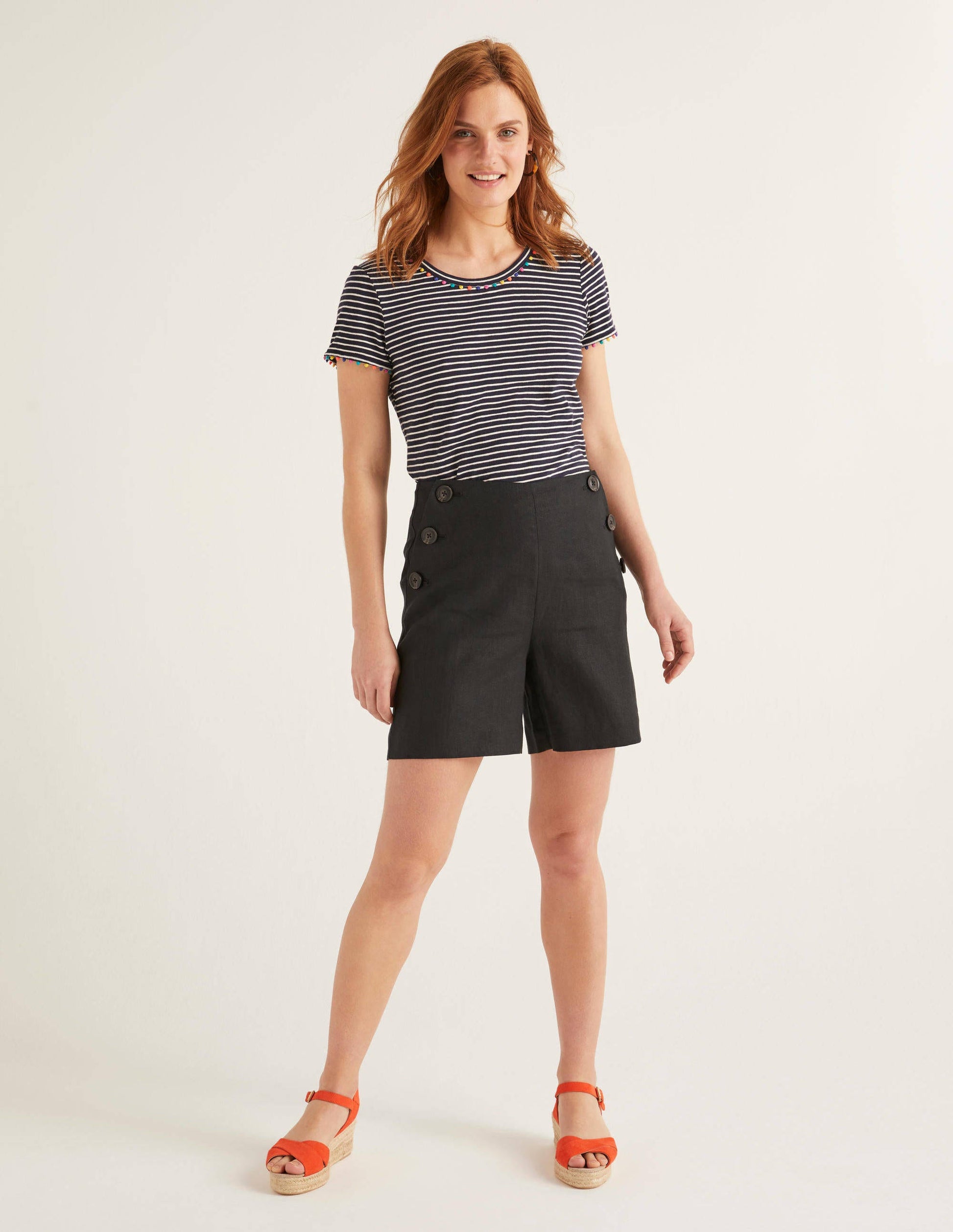 Falmouth Linen Shorts-Black-4