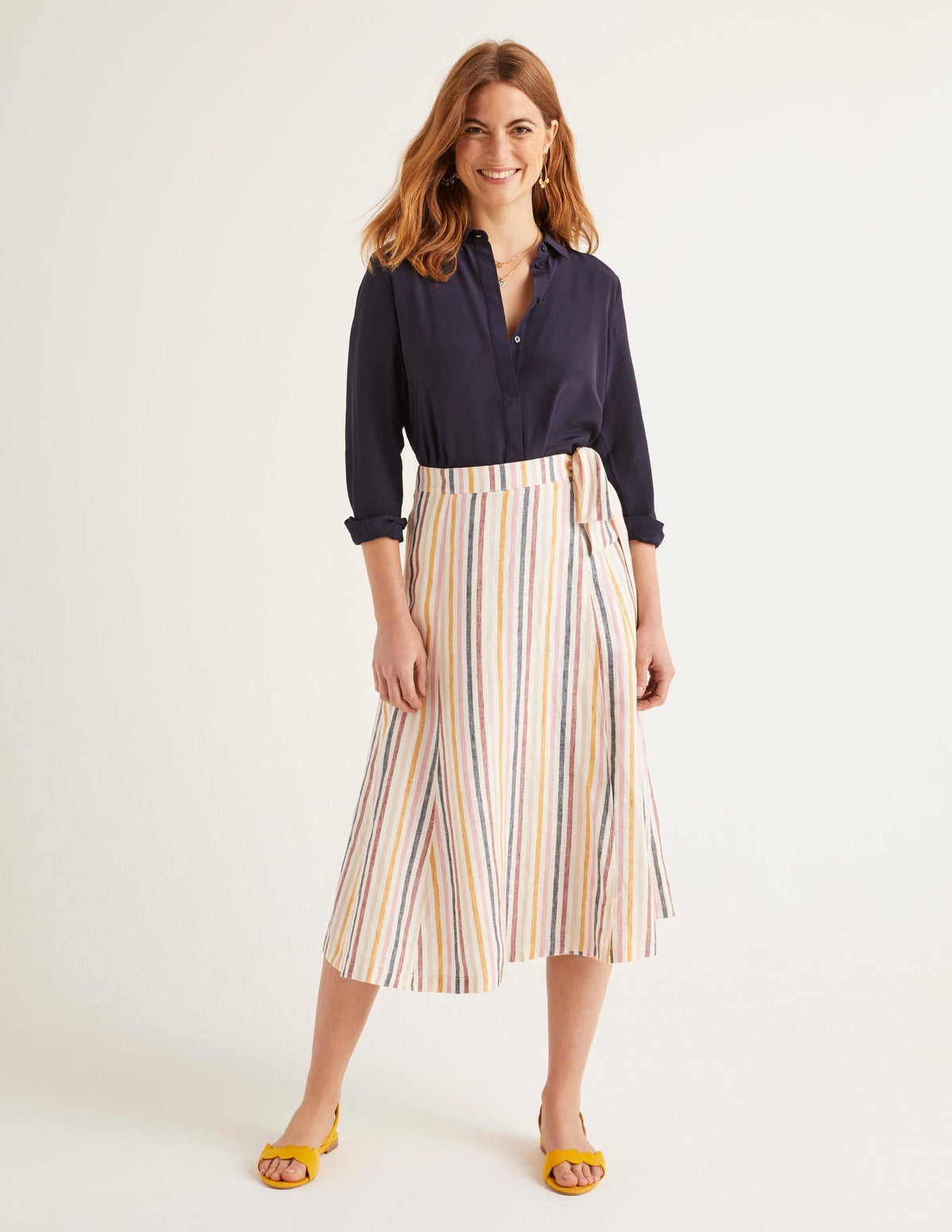 Radlett Linen Wrap Skirt-Tuscan Sun Stripe-4