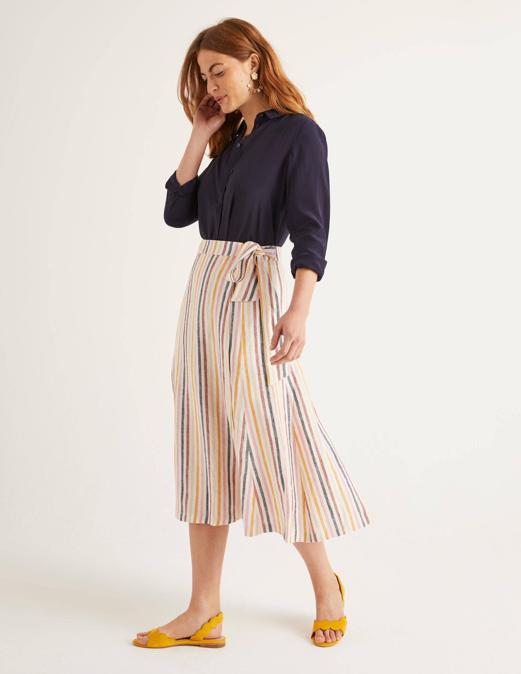 Radlett Linen Wrap Skirt-Tuscan Sun Stripe - Image 2