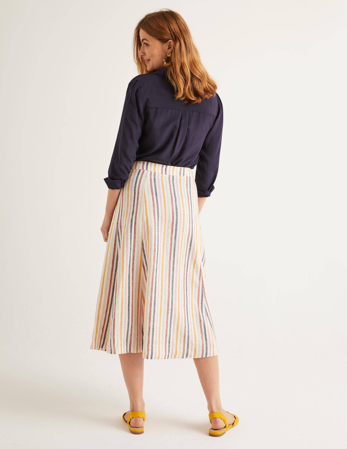 Radlett Linen Wrap Skirt-Tuscan Sun Stripe-3
