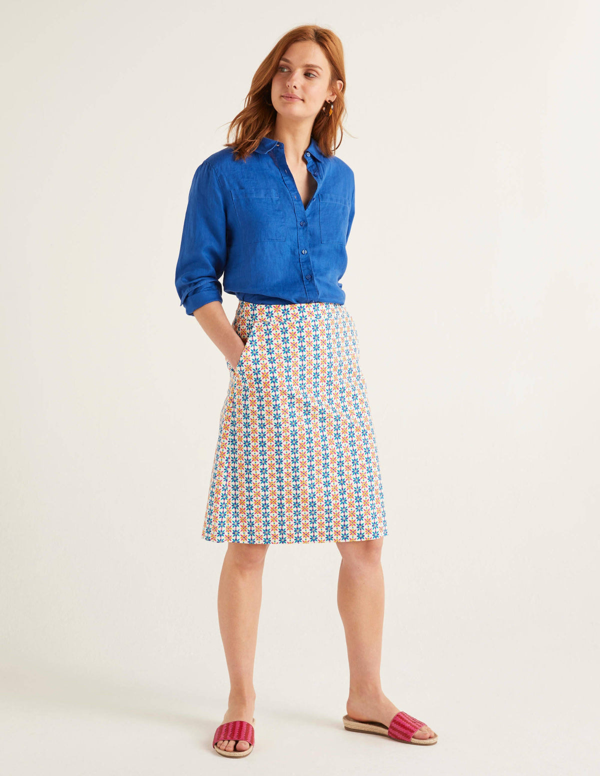 Francesca A-line Skirt-Ivory, Plumeria - Image 4