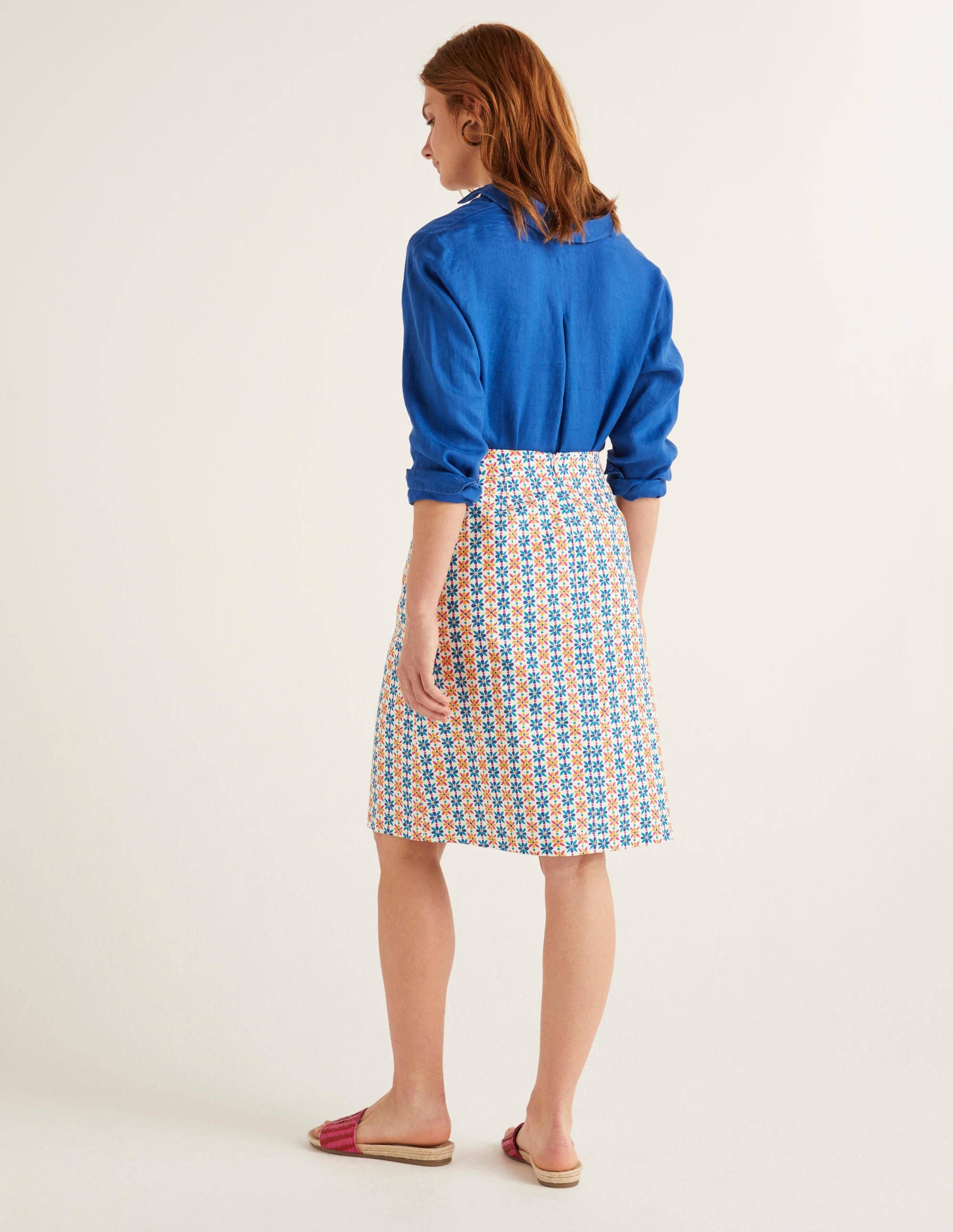 Francesca A-line Skirt-Ivory, Plumeria-3