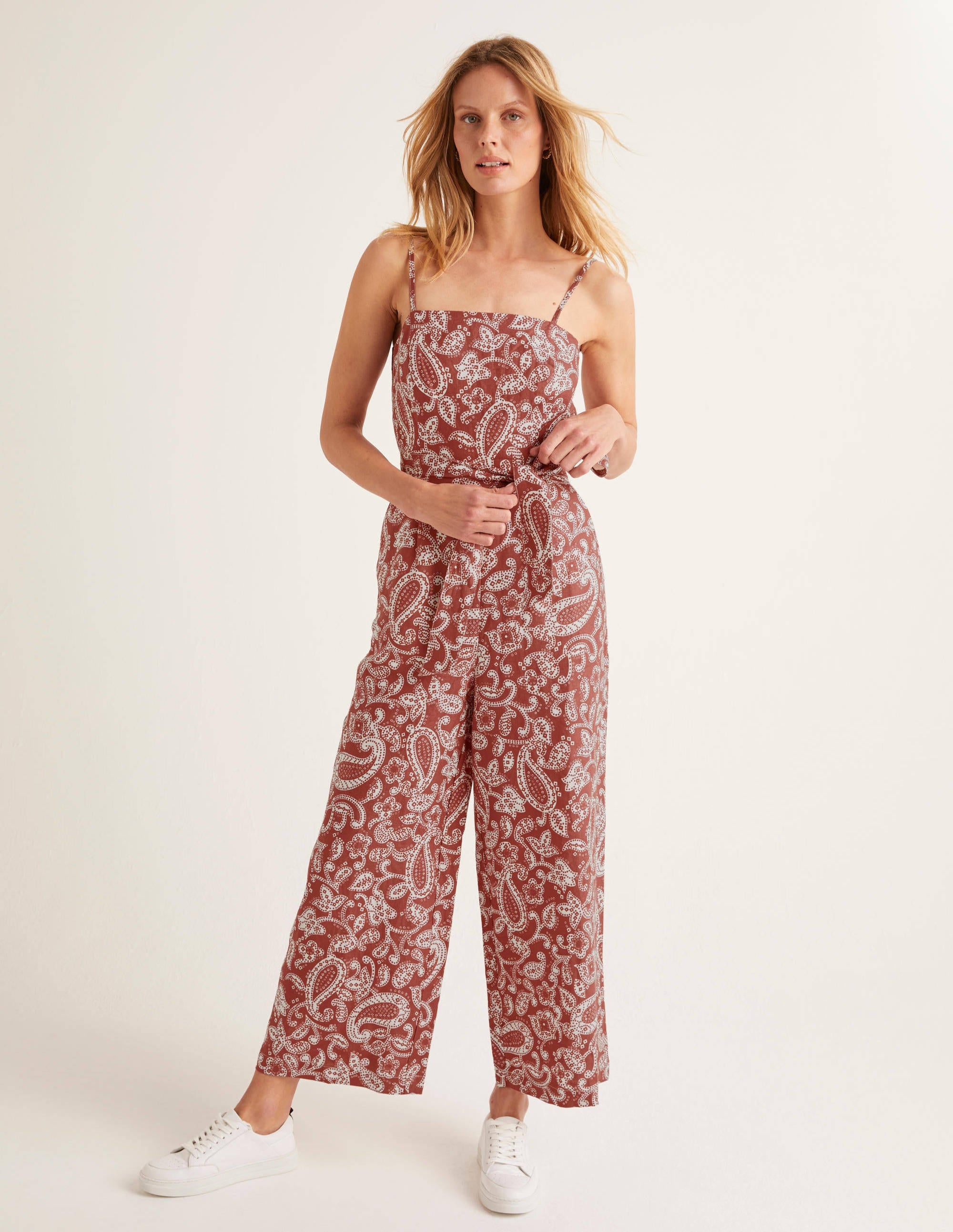 Colette Linen Jumpsuit-Red Paisley - Image 4