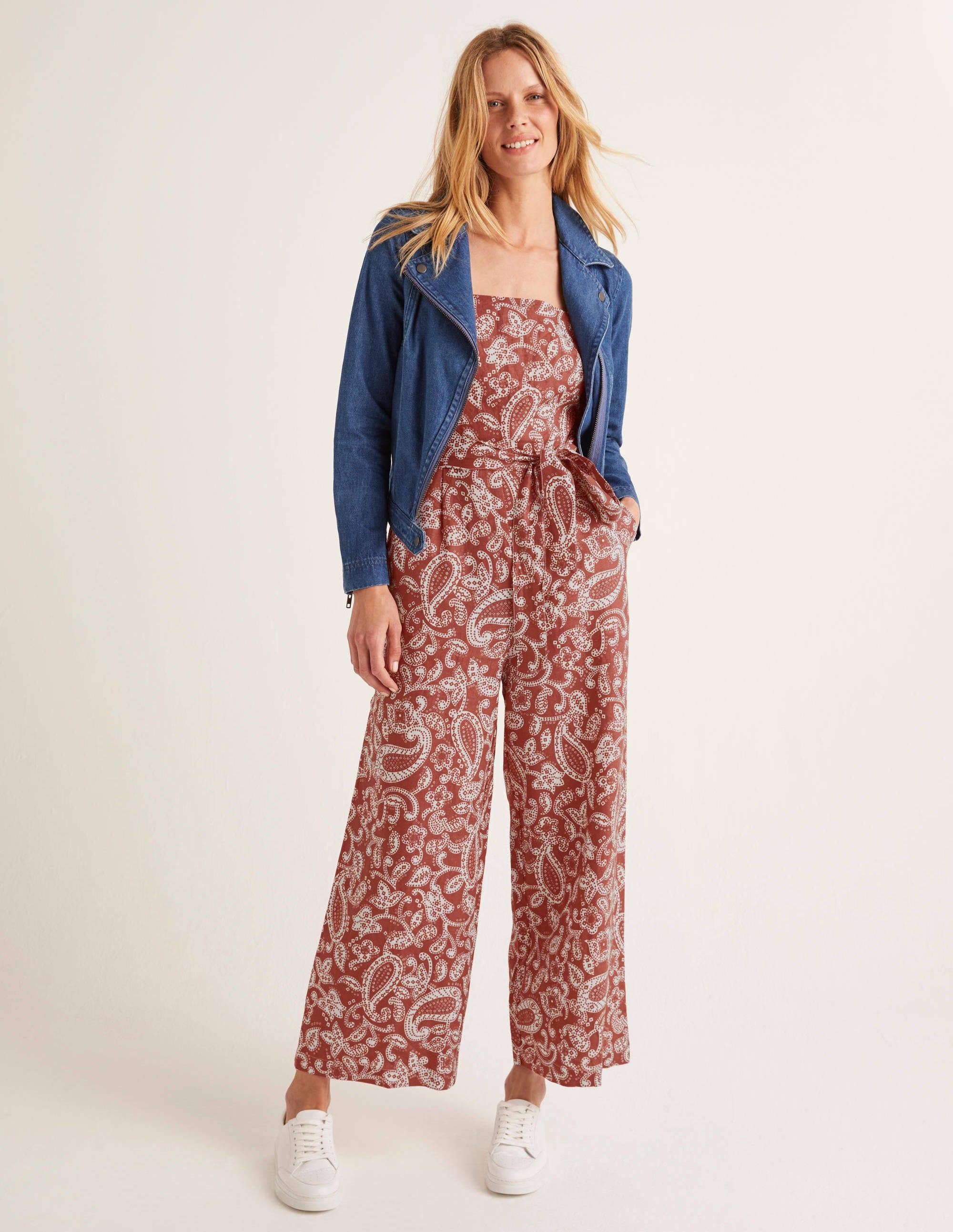 Colette Linen Jumpsuit-Red Paisley - Image 2