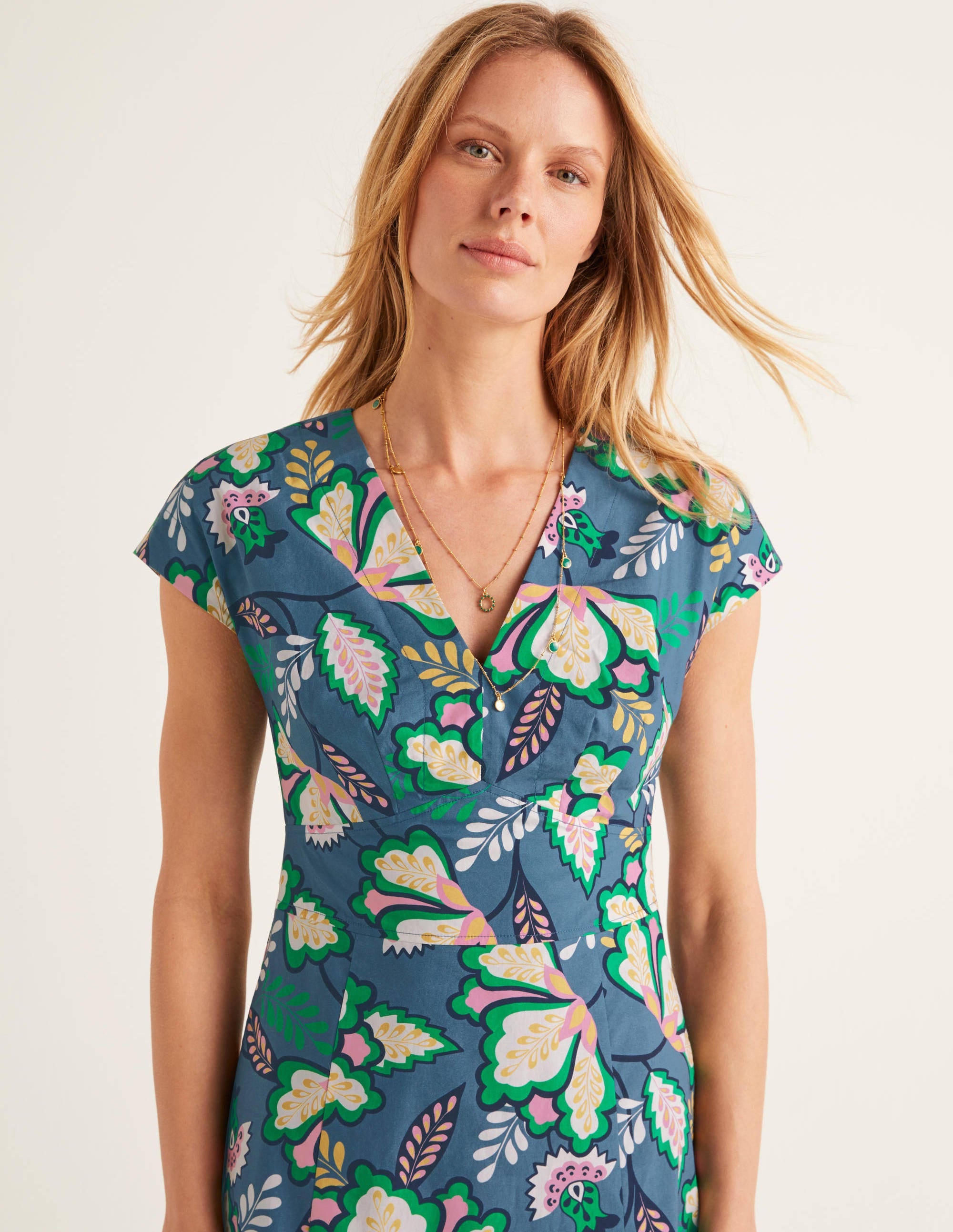 Natasha Cotton Dress-Sailor, Jungle Bloom - Image 1