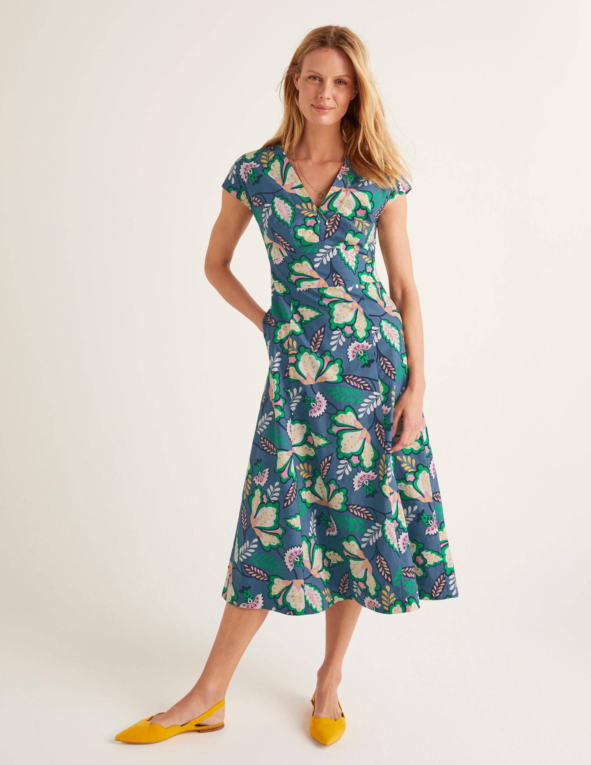 Natasha Cotton Dress-Sailor, Jungle Bloom-2