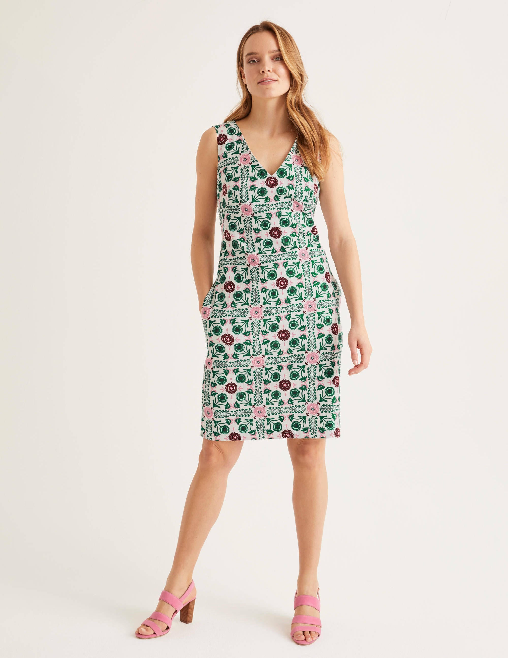 Tatiana Textured Dress-Ivory, Trellis Tile - Image 4