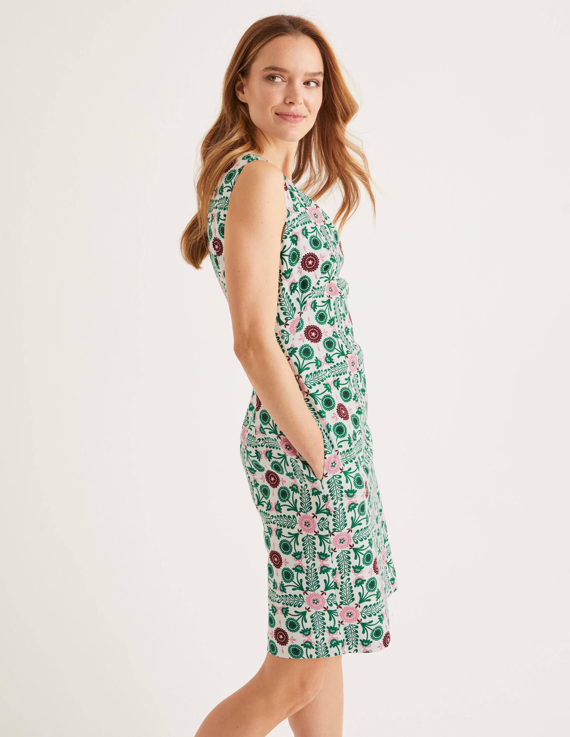 Tatiana Textured Dress-Ivory, Trellis Tile - Image 2