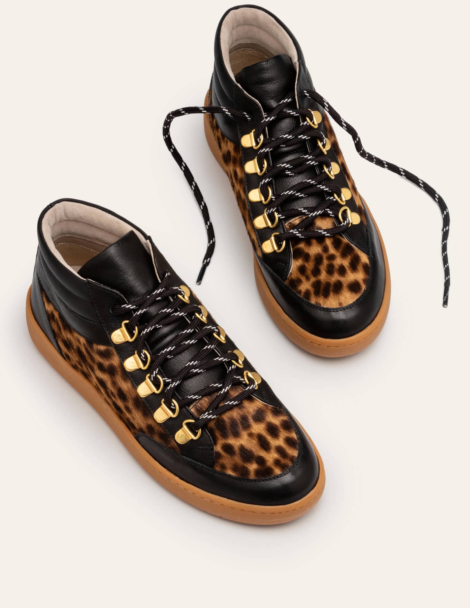 Anita Trainers-Black/Tan Leopard - Image 1
