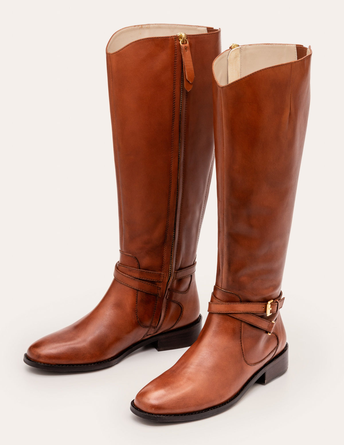 Pembroke Knee High Boots-Dark Tan - Image 1