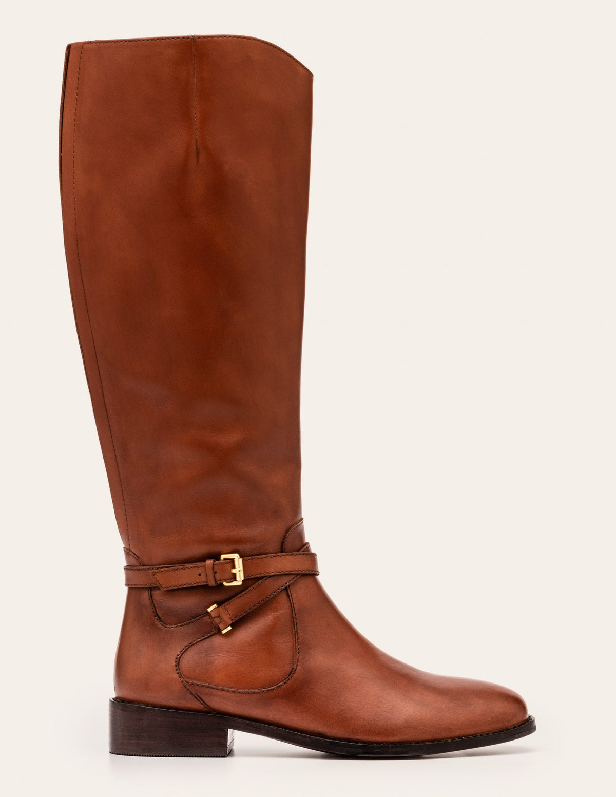 Pembroke Knee High Boots-Dark Tan-2