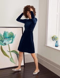 Abigail Velvet Dress-Navy