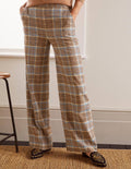 Wesley Wool Trousers-Brown and Coral Check