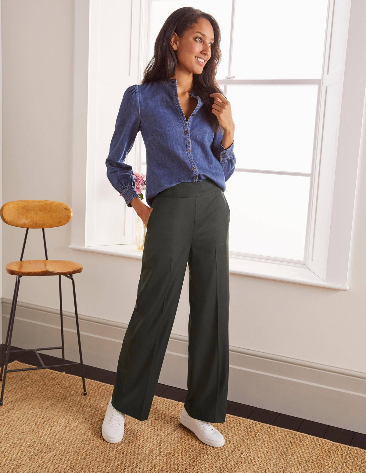 Wesley Wool Trousers-Deep Forest Melange-4