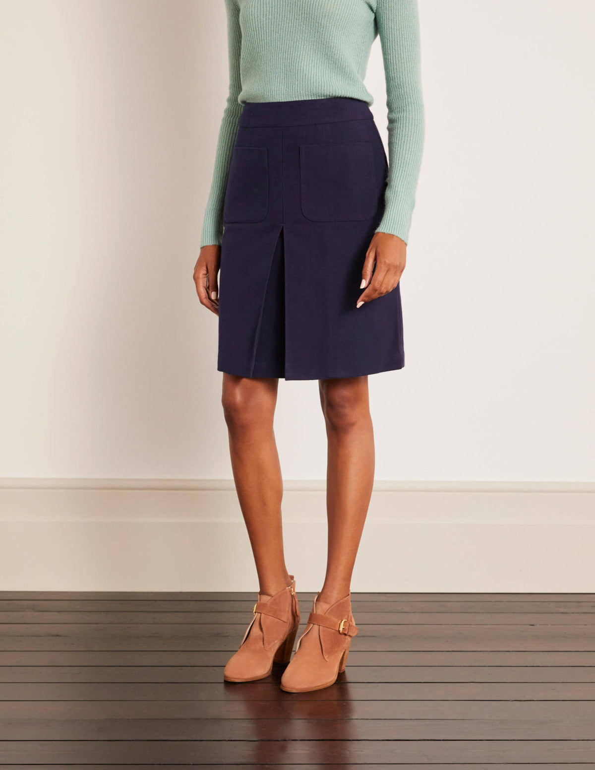 Auria Moleskin Skirt-Navy - Image 1