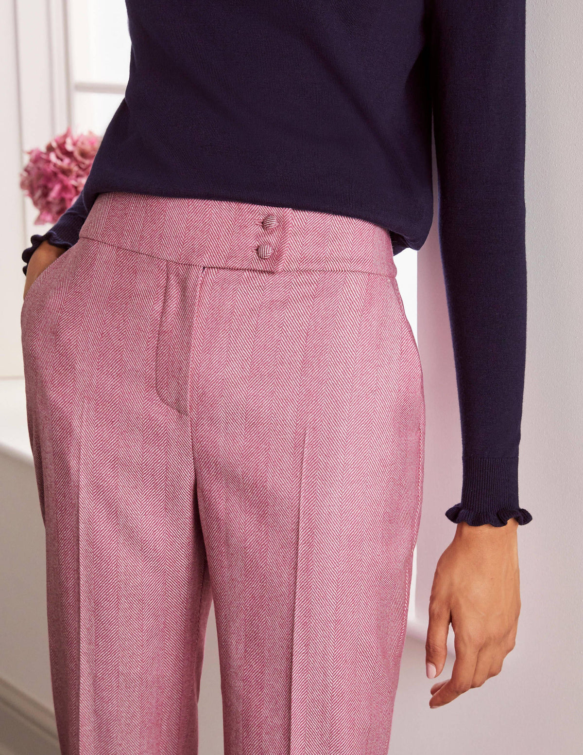 Kennford Tweed Trousers-Pink Herringbone-3