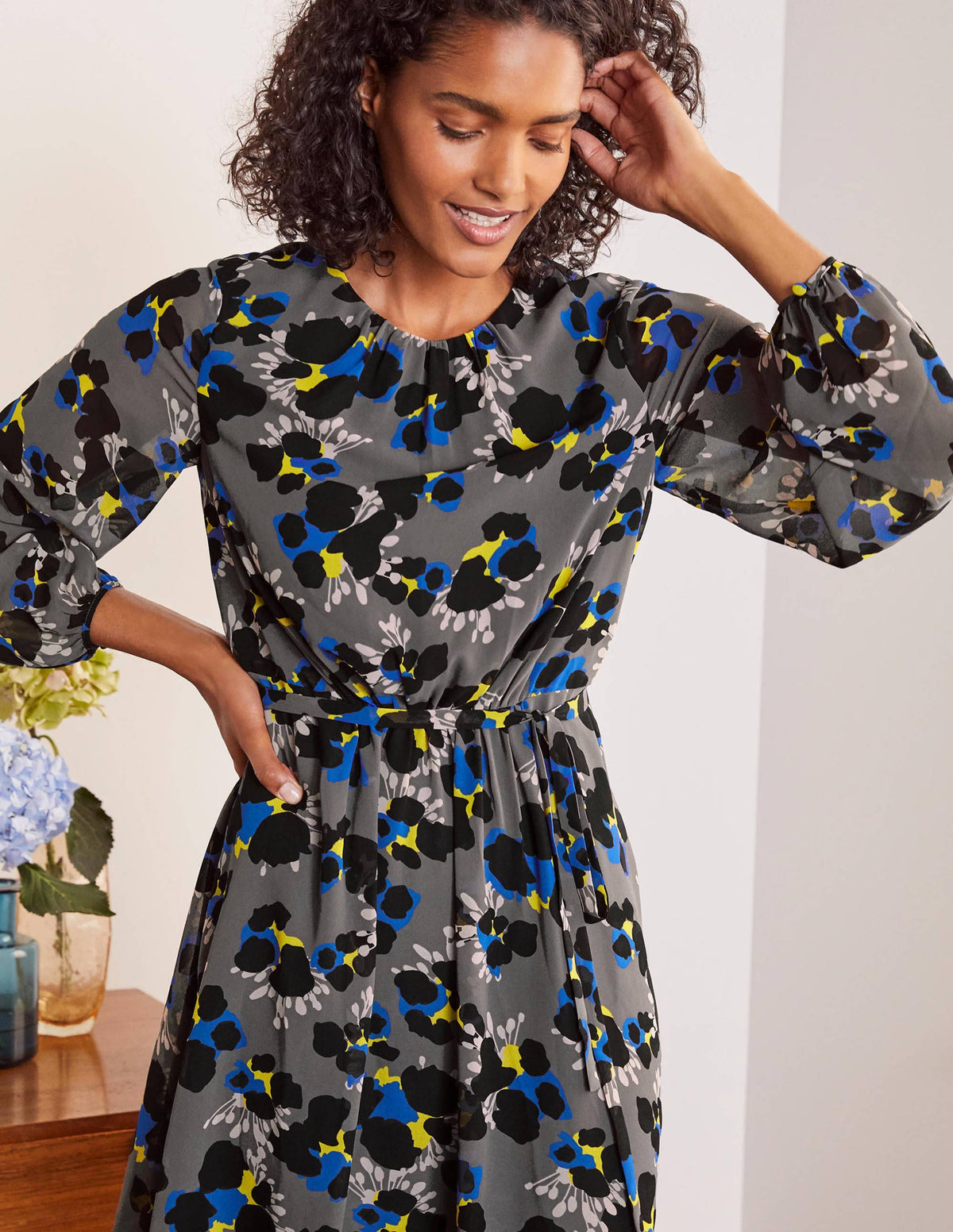 Dorothy Dress-Pewter, Wild Floret - Image 1