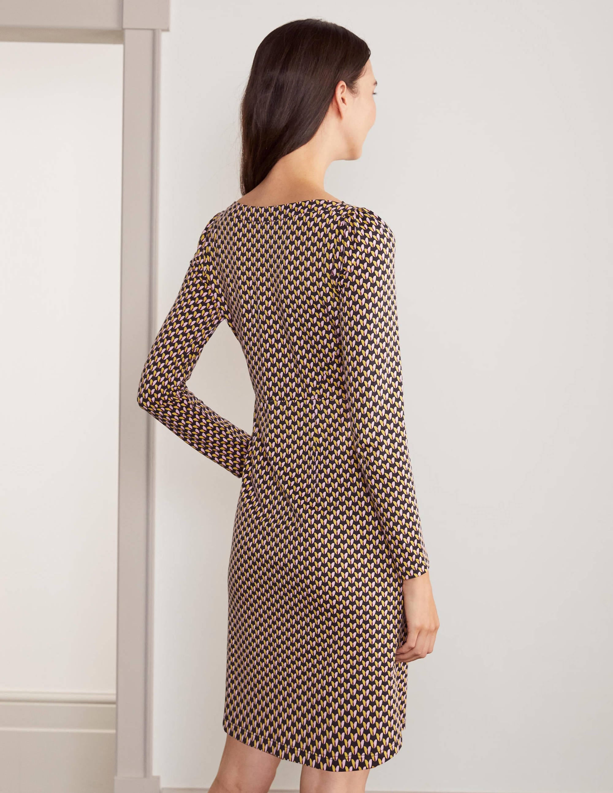 Kathleen Jersey Dress-Black, Floral Bud - Image 3