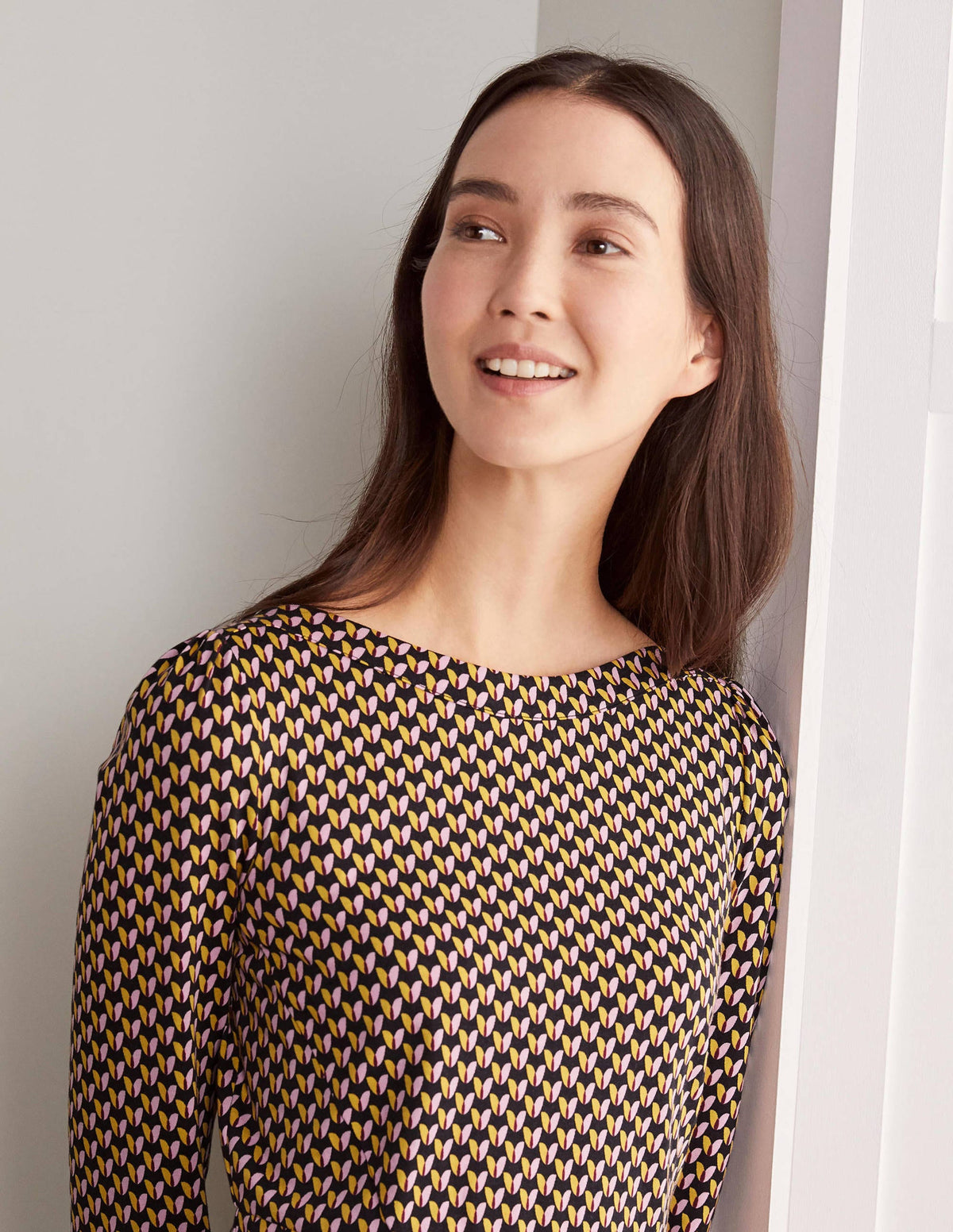 Kathleen Jersey Dress-Black, Floral Bud - Image 4